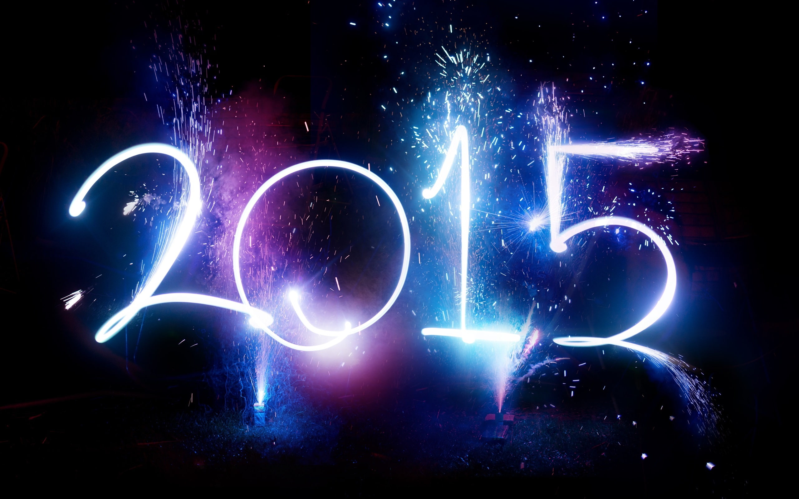2K, White, 2015, firework, Fireworks, New, Happy, signage, Year, HD Wallpaper