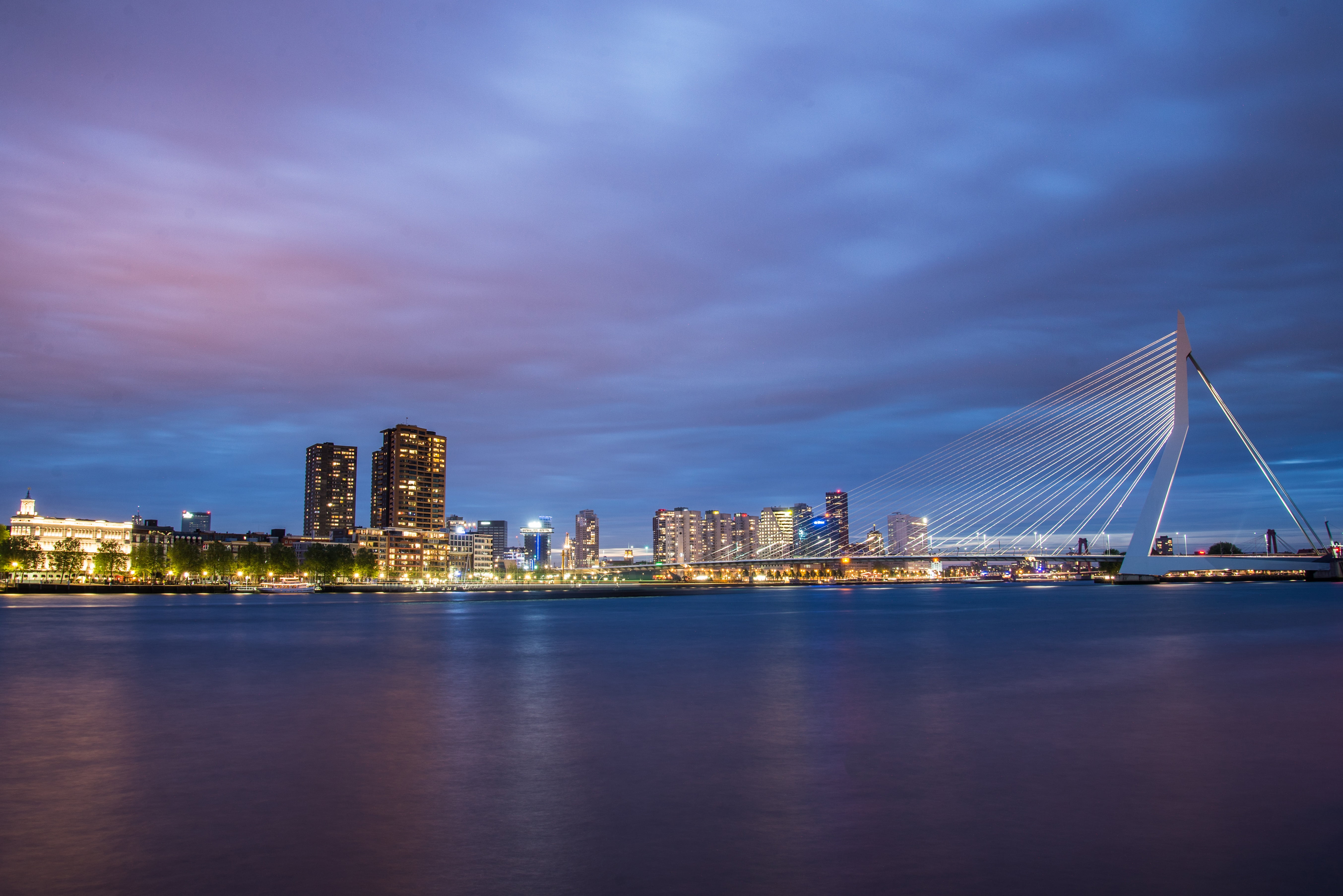 urban, holland, water, harbor, bridge, modern, no people, built structure, landscape, downtown, panorama, urban skyline, rise, sky, skyline, night, landmark, HD Wallpaper