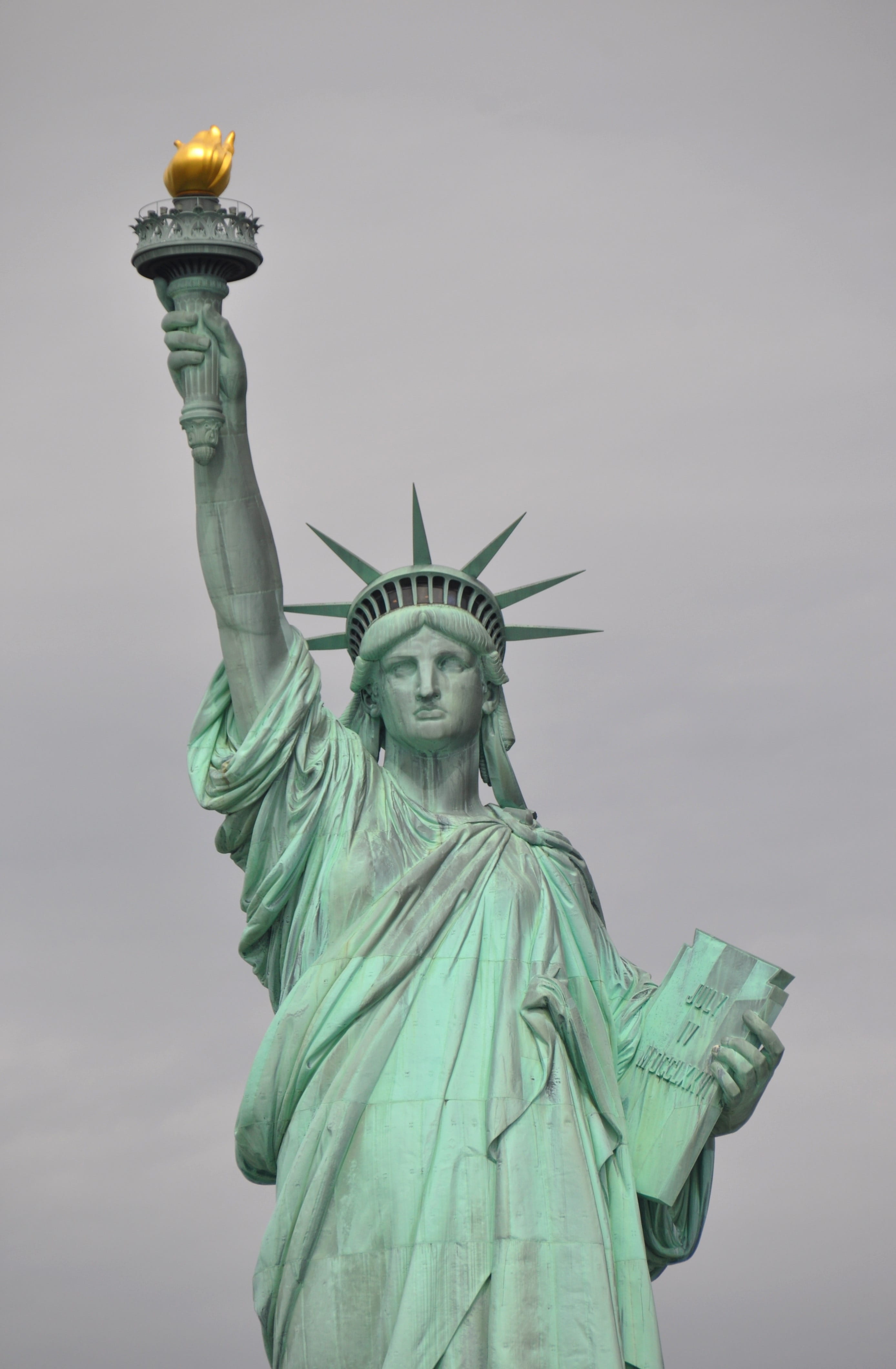 symbol, no people, new york, landmark, flaming torch, statue of liberty, dom, day, human representation, the past, low angle view, usa, travel, tourism, Phone HD Wallpaper