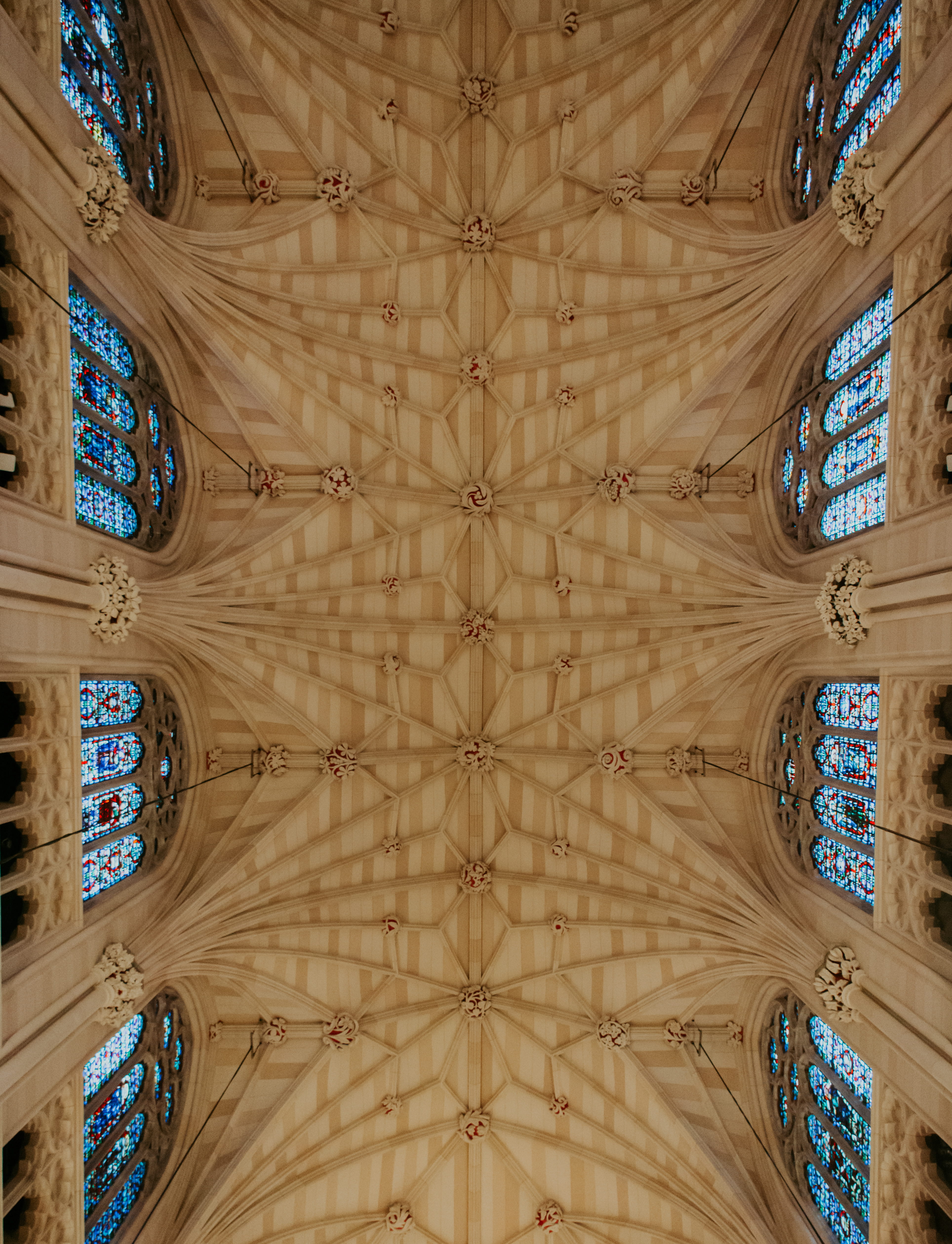 place of worship, st patrick, cathedral, pattern, ny, decoration, saint patrick, roof, indoors, backgrounds, architecture, creativity, 4K, stained glass, Phone HD Wallpaper