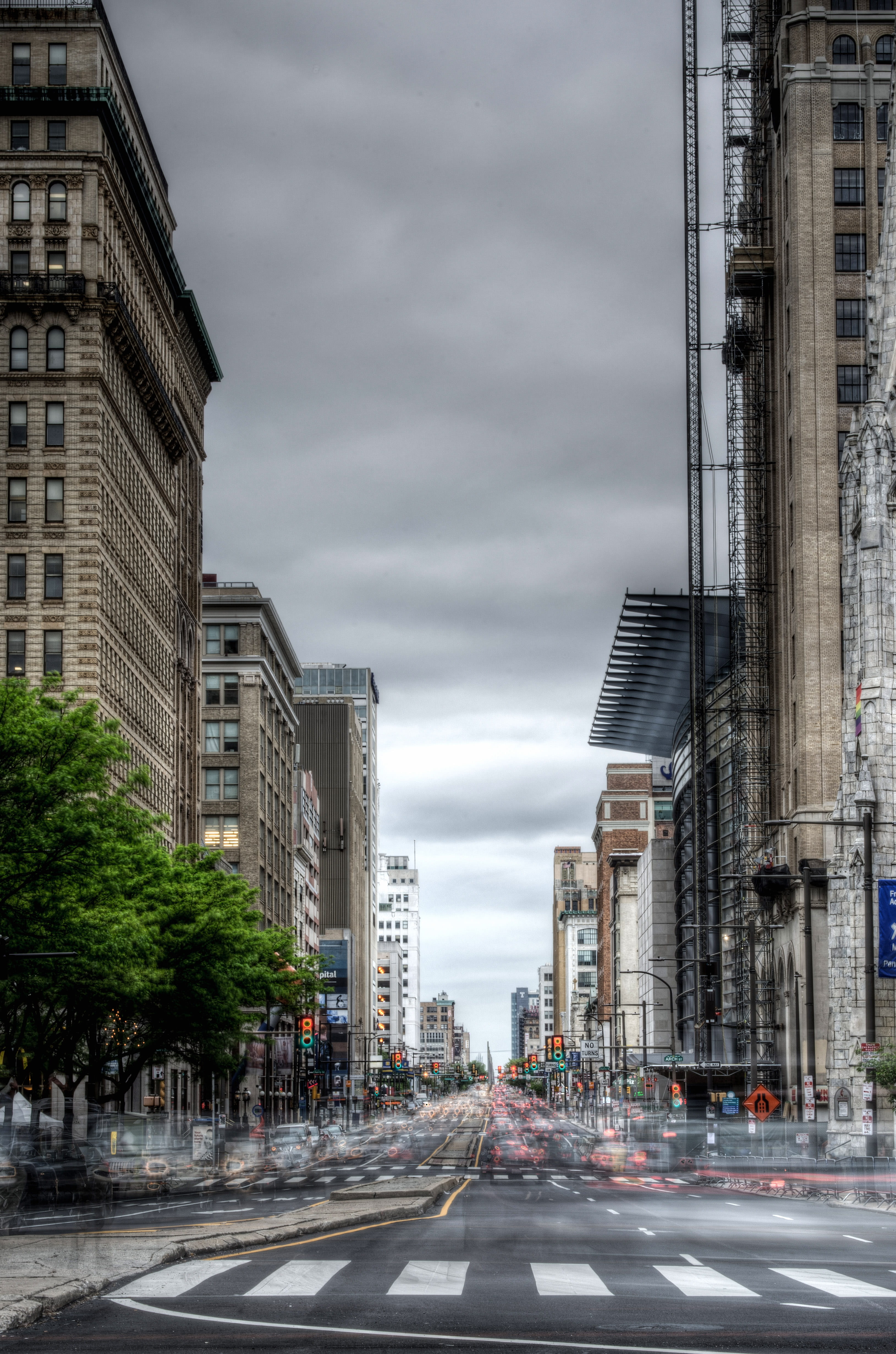 skyscraper, sign, public domain, outdoors, downtown District, office building exterior, sky, photography, north, no people, direction, long exposure, built Structure, Phone HD Wallpaper