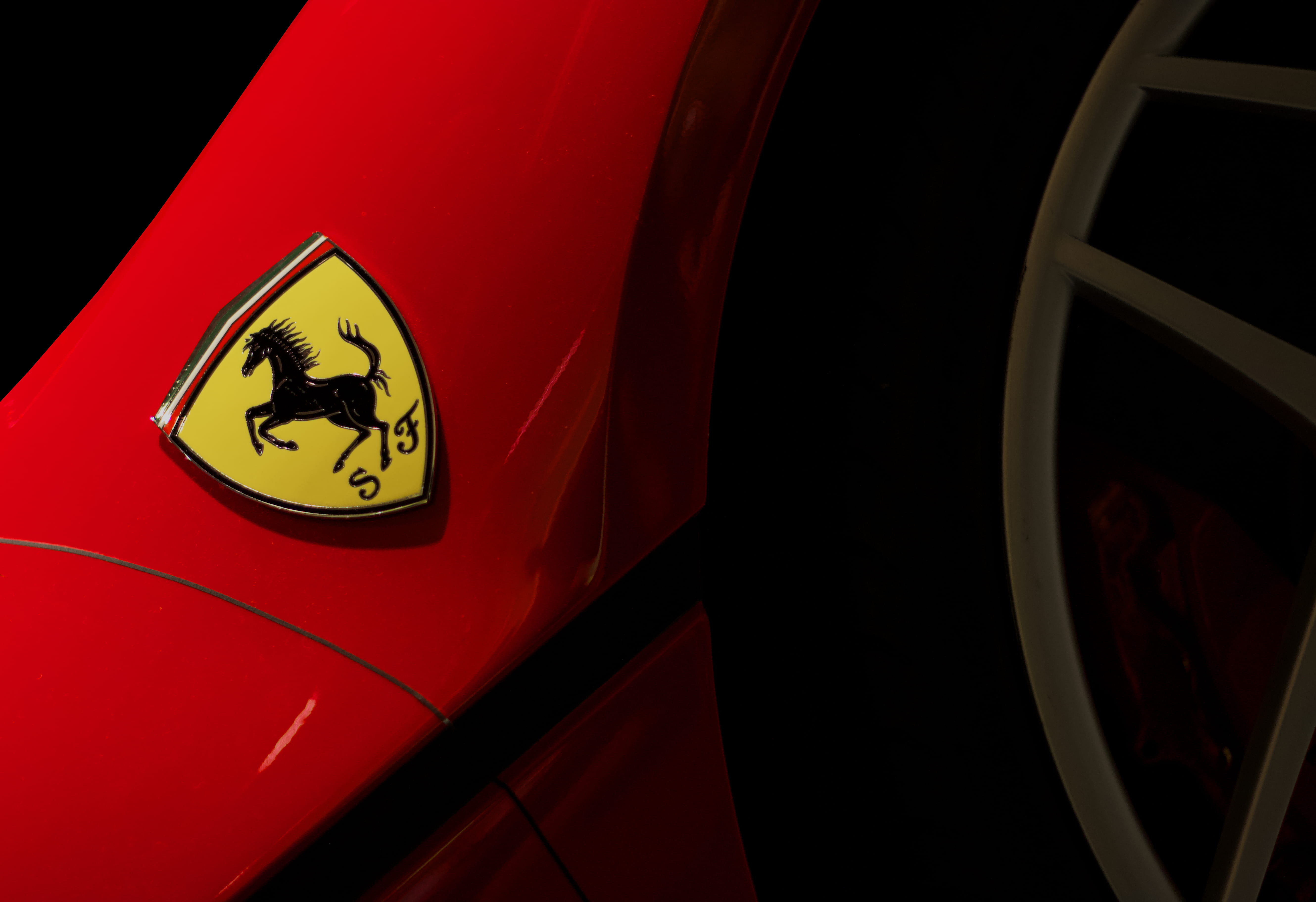 design museum, close-up, forza, information, close, motor vehicle, 5K, auto, logo, red, text, illuminated, no people, sign, close up, ferrari, HD Wallpaper