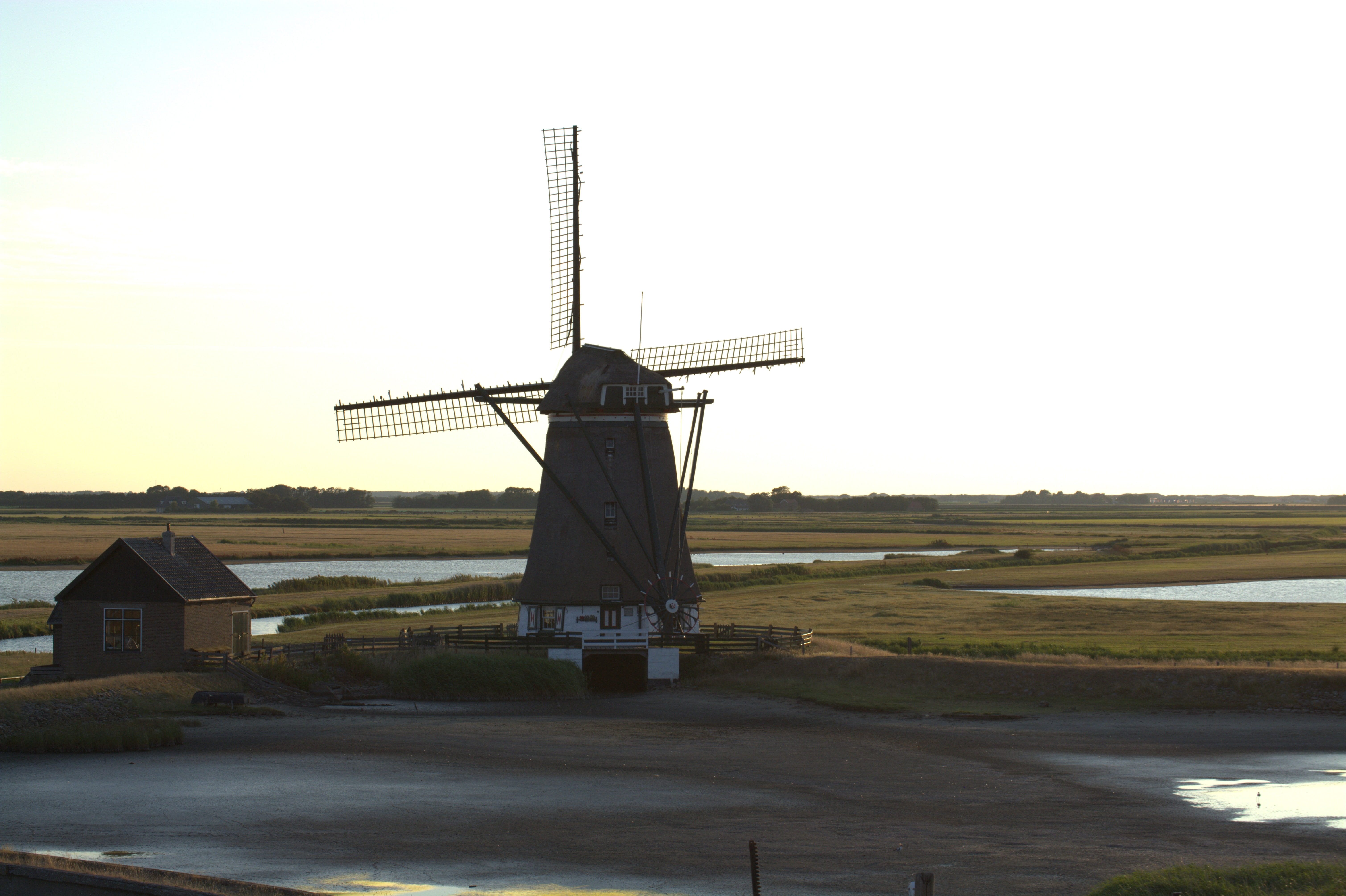 5K, netherlands, no people, north holland, alternative energy, rural scene, wind power, field, water, texel, windmill, land, renewable energy, beautiful, HD Wallpaper
