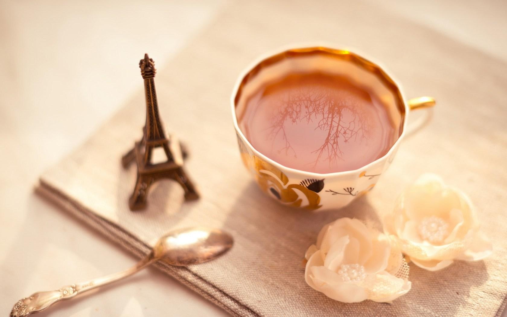 tour, cup, statue, mood, 720P, tea, la, eiffel, HD Wallpaper