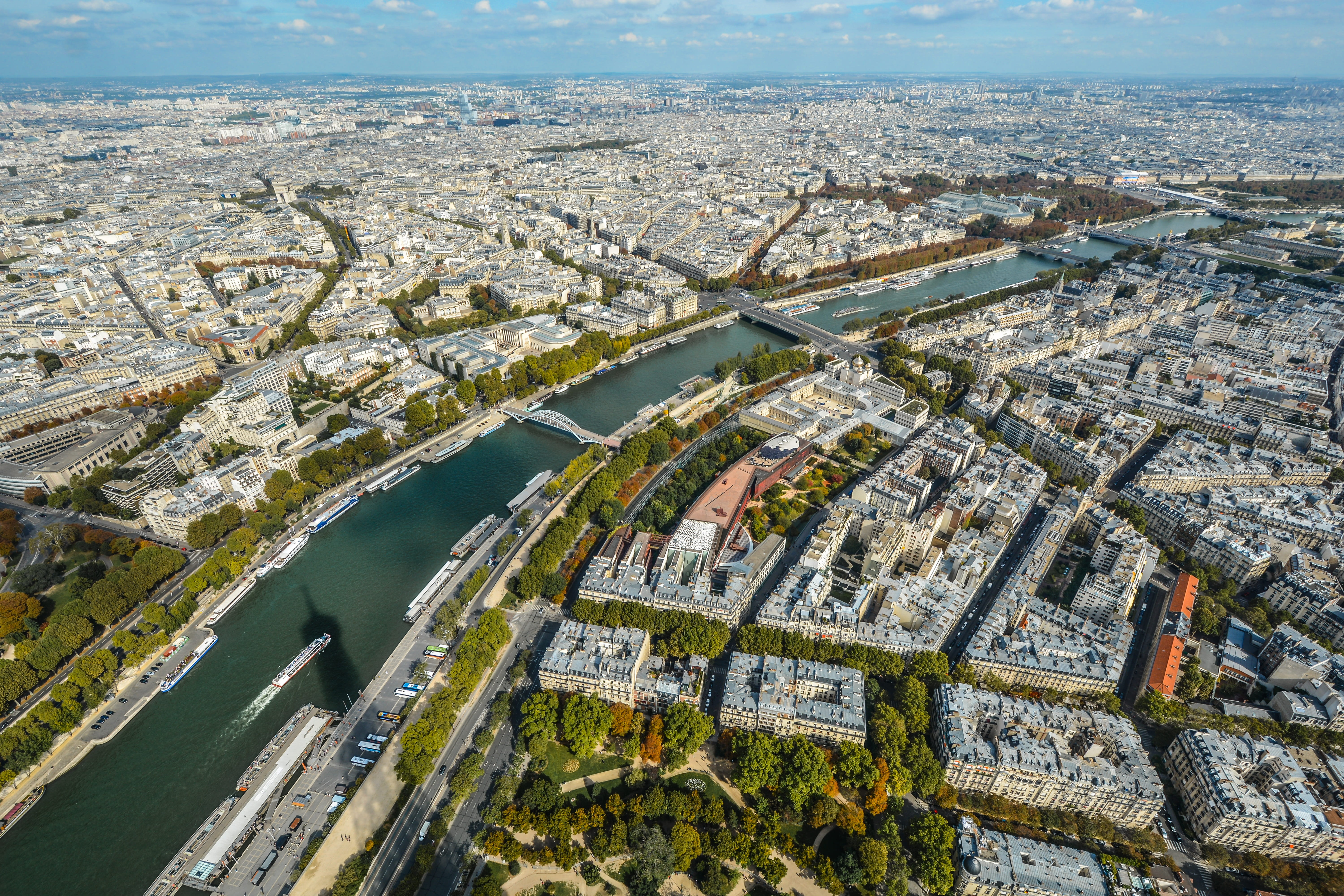 seine, sky, third, panoramic, day, aerial, fall, building exterior, travel destinations, no people, architecture, view, water, built structure, eiffel, HD Wallpaper