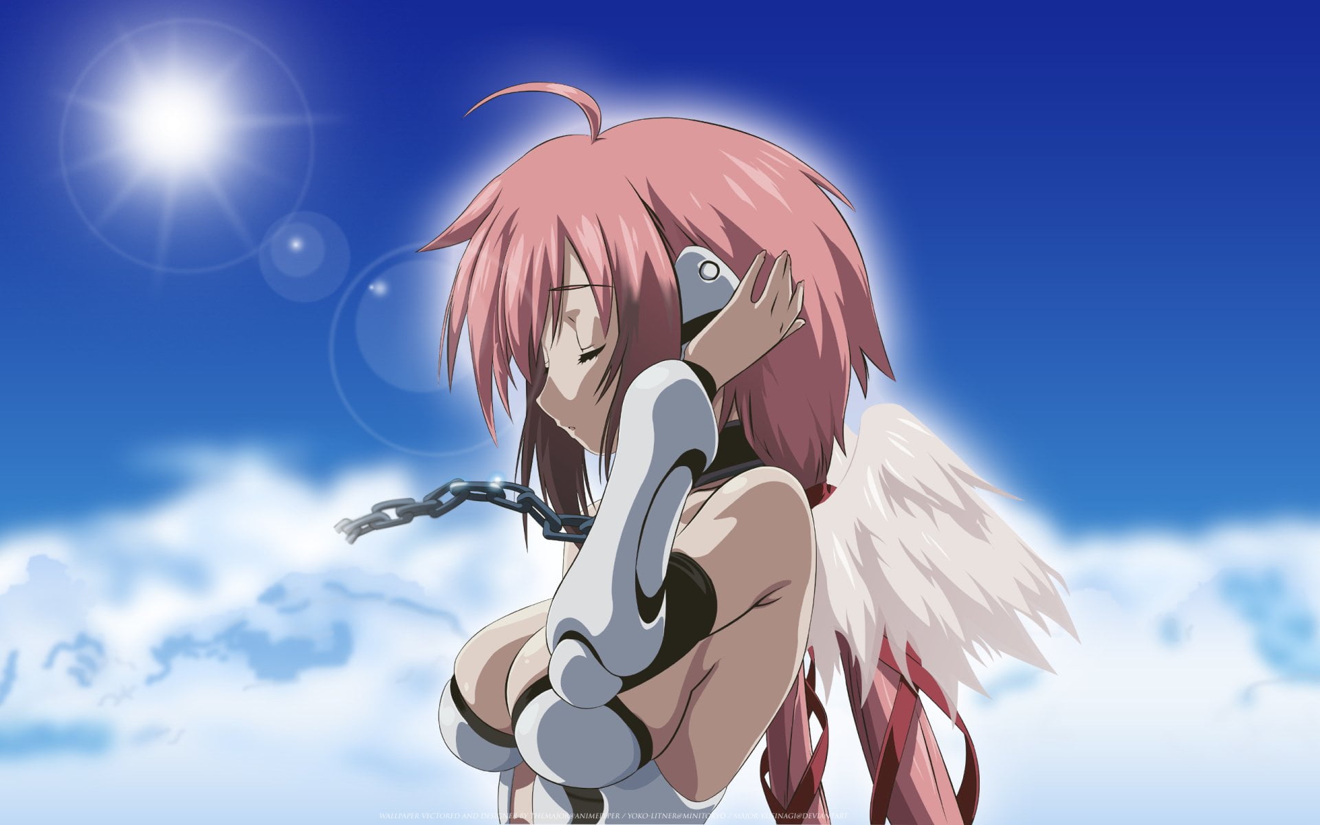 Anime, wings, digital composite, angel, technology, nature, outdoors, sculpture, Ikaros, male likeness, human representation, 1080P, low angle view, HD Wallpaper