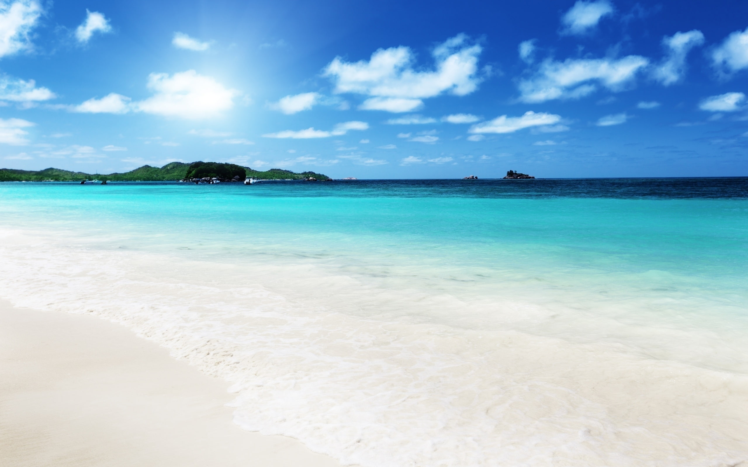 sky, blue, exotic, island, ocean, 2K, water, heaven, sea, HD Wallpaper