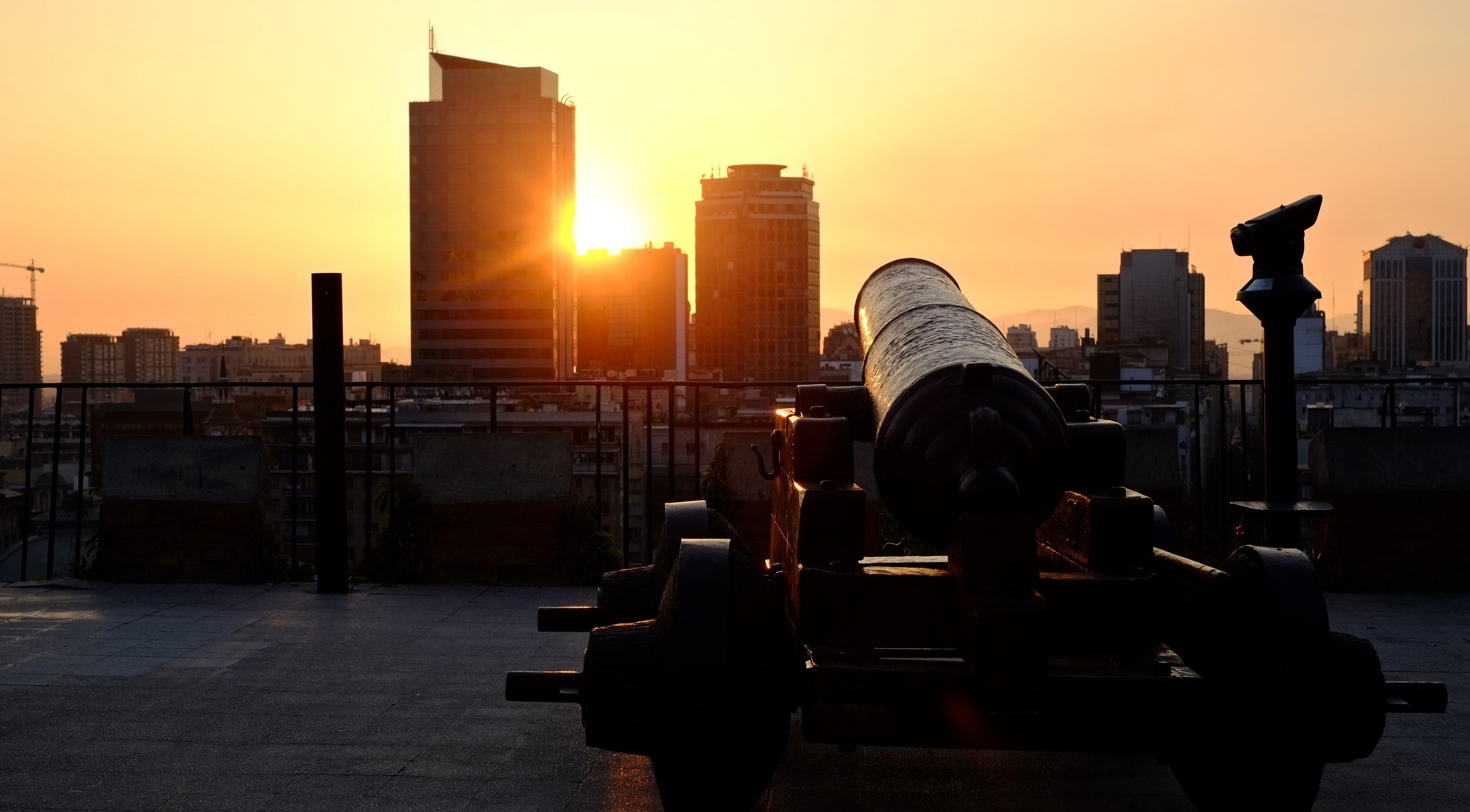sky, mount, lucia, santa, Santiago, house, sun, Sunset, 4K, gun, Mount Santa Lucia, Chile, HD Wallpaper