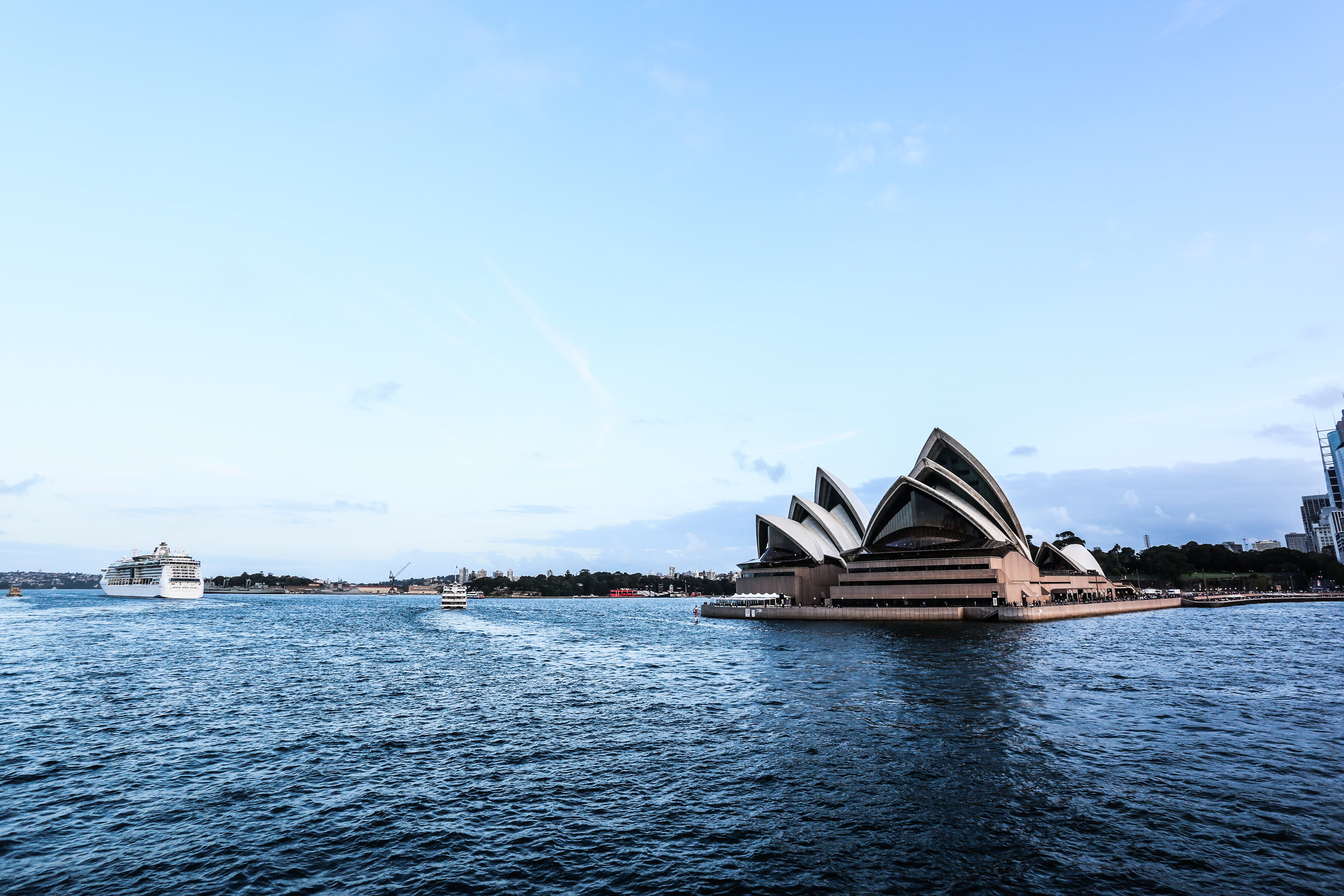 sky, day, building exterior, connection, water, sydney, opera, nature, architecture, built structure, blue day, landscape, 5K, travel destinations, baiyun, HD Wallpaper