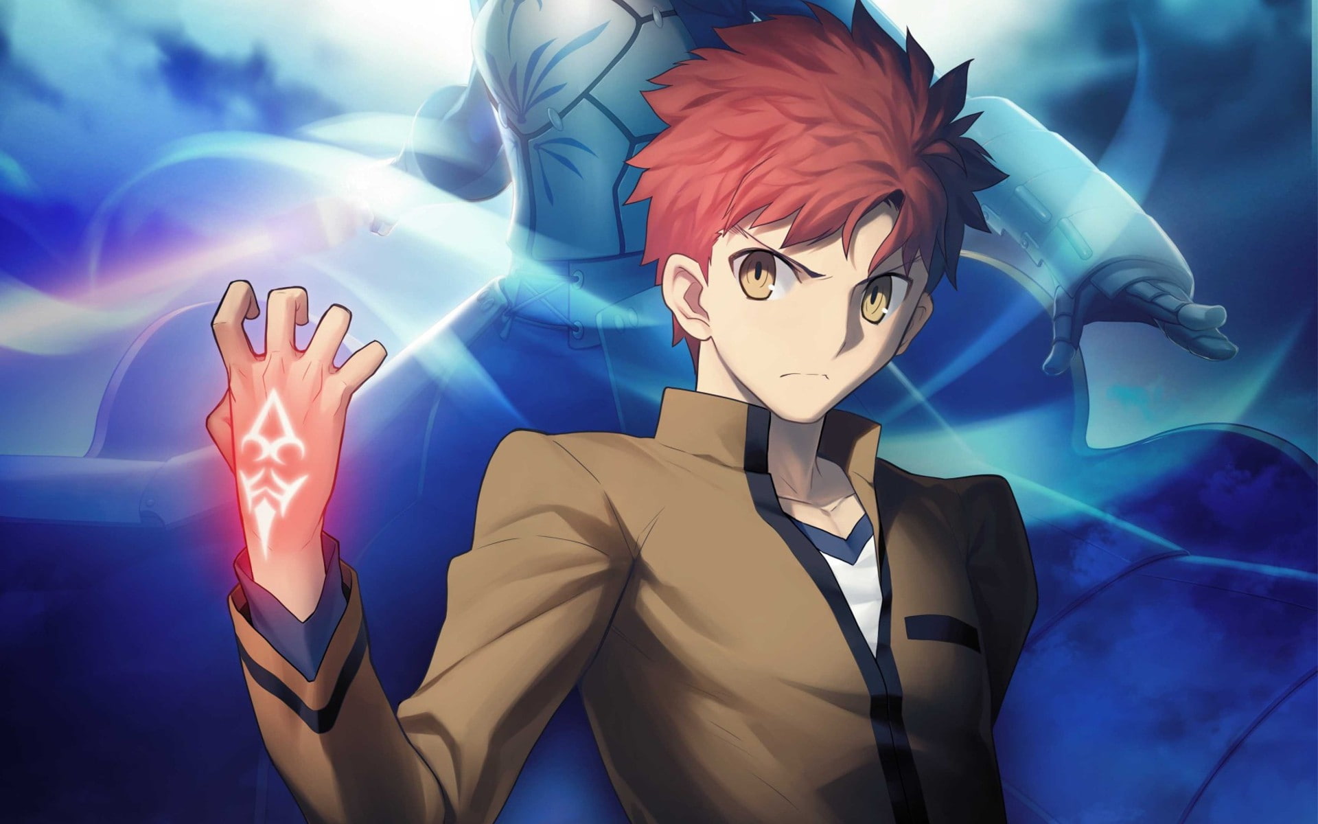 emiya, yellow, stay, short, red, 1080P, takashi, night, saber, takeuchi, hair, shirou, fate, armor, eyes, HD Wallpaper