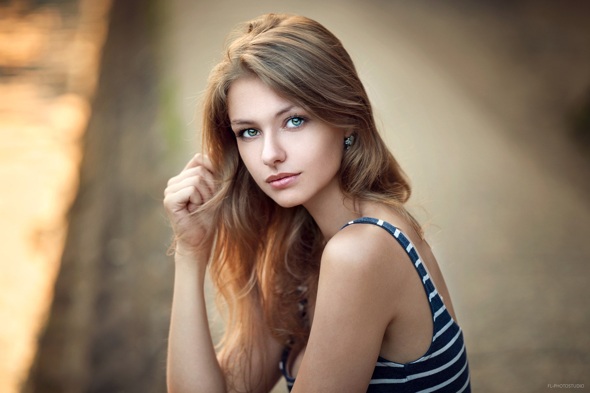 women, portrait, depth of field, Lea Cuvillier, blonde, 1080P, HD Wallpaper