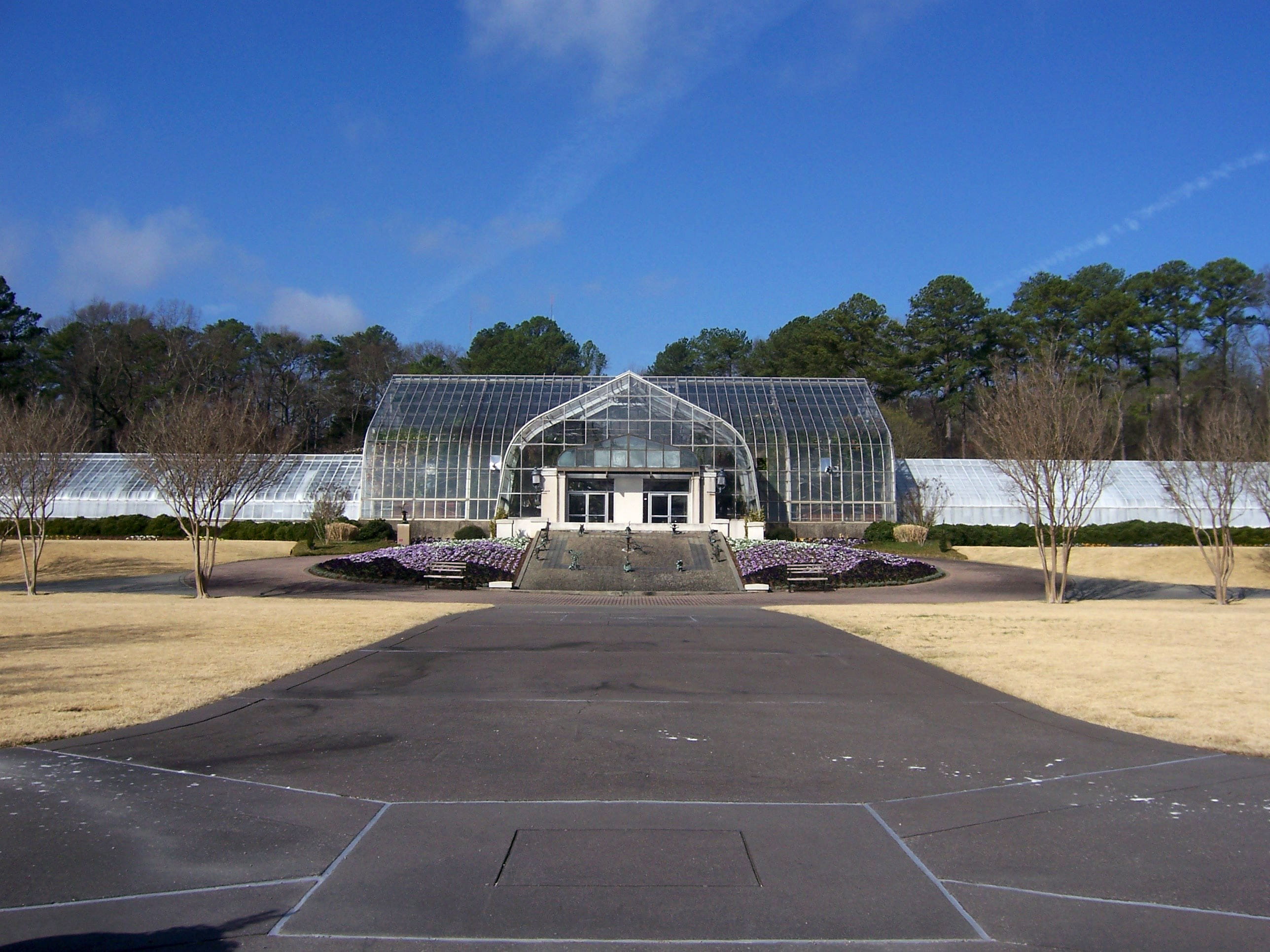 outdoors, Alabama, no people, plant, tree, direction, Conservatory, Birmingham, architecture, landscapes, fountain, travel destinations, entrance, alabama, HD Wallpaper
