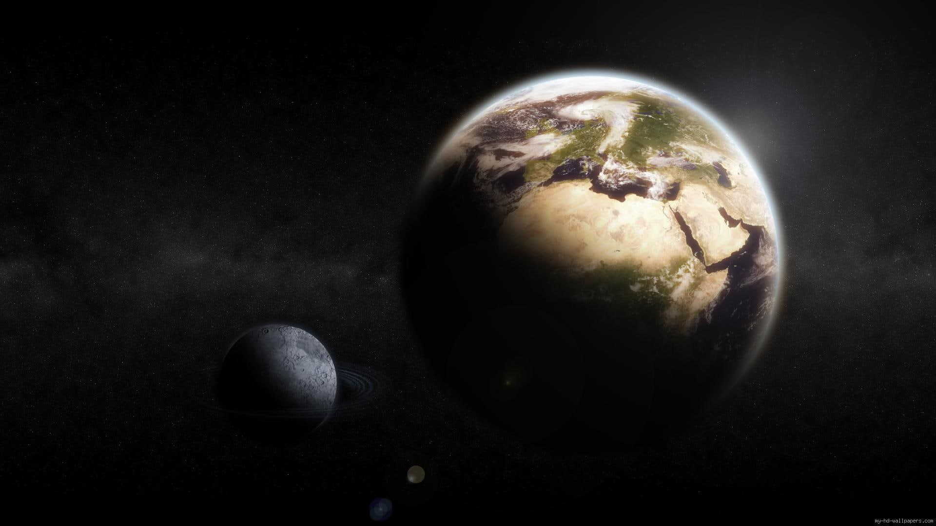 earth, space, star, moon, planet, 1080P, HD Wallpaper