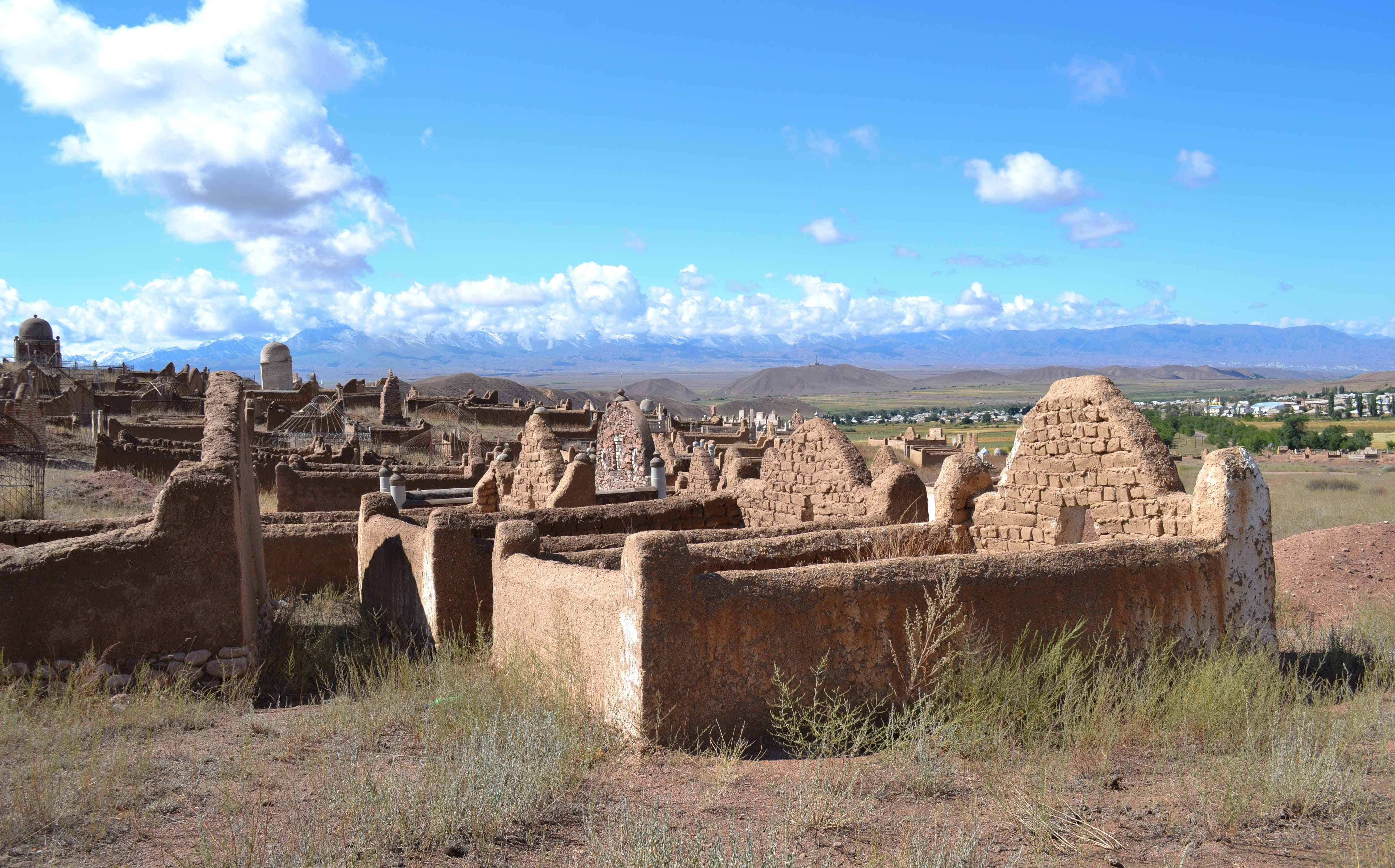 the past, built structure, plant, Kyrgyzstan, nature, day, history, Cemetery, ruined, sky, travel destinations, cloud - sky, architecture, old, outdoors, HD Wallpaper