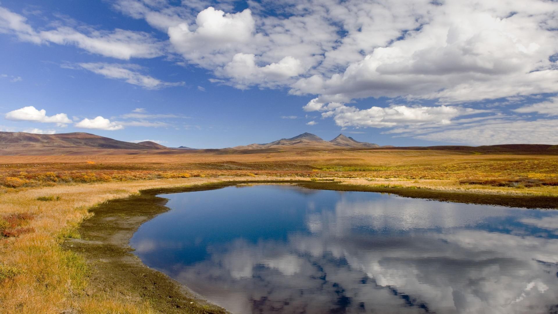 canada, park, tombstone, nature and landscapes, 1080P, plateau, pond, clouds, reflection, HD Wallpaper