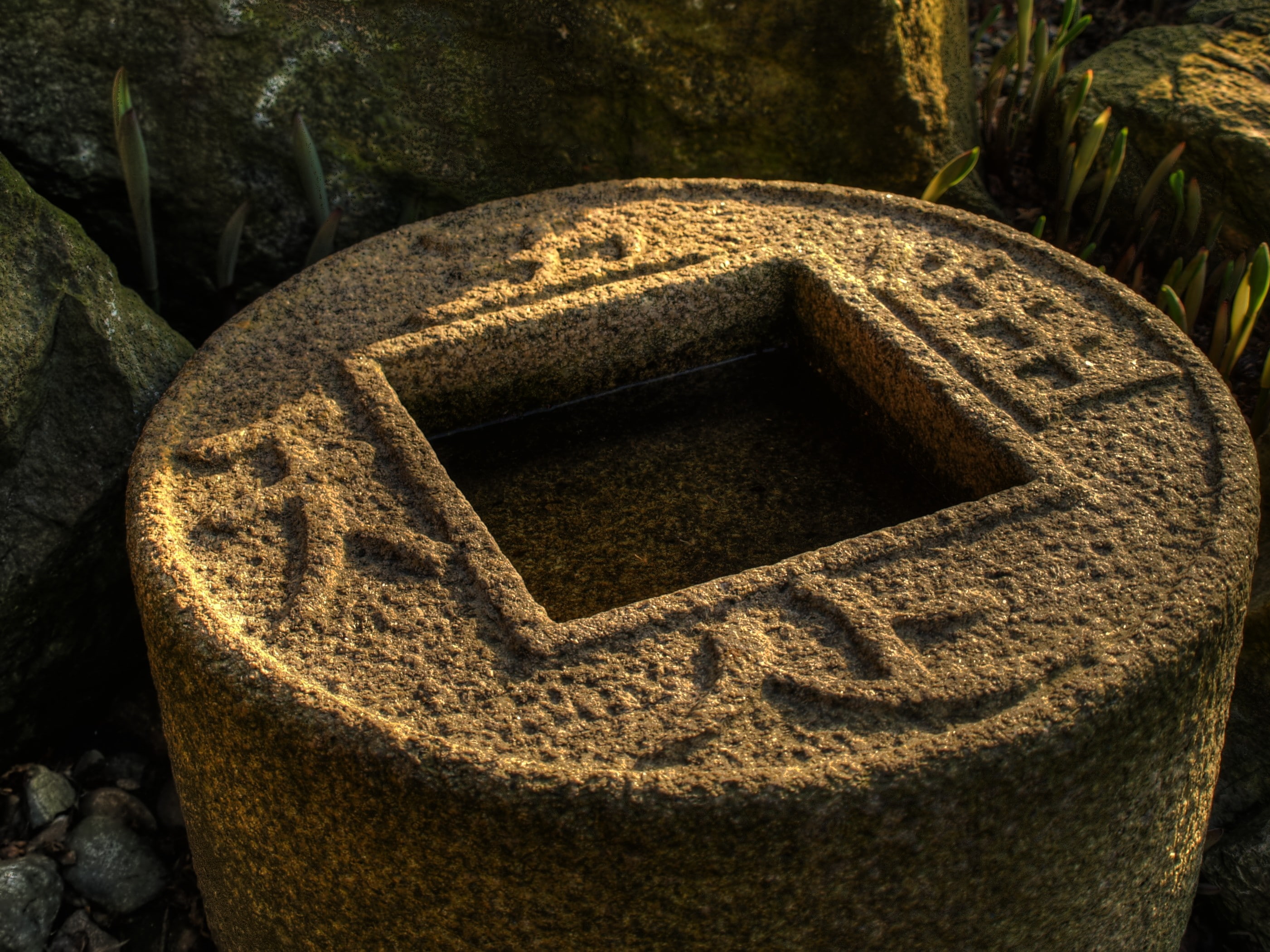 nature, plant, Japanese Garden, outdoors, high angle view, no people, sunlight, memorial, solid, close-up, rock, tombstone, stone material, stone, cemetery, HD Wallpaper