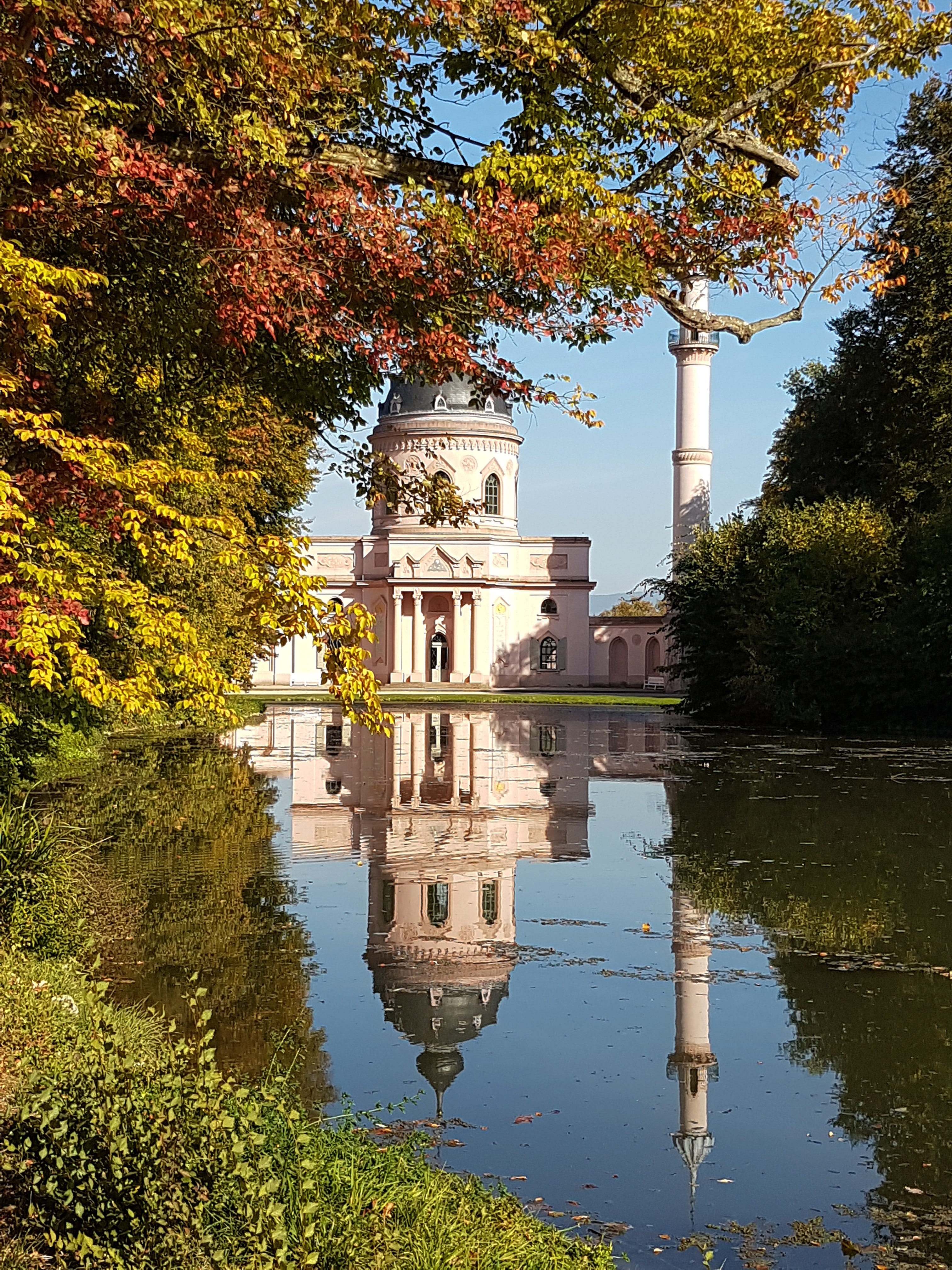 the past, place of worship, minaret, history, plant, romantic, architecture, religion, mosque, outdoors, building exterior, nature, islam, reflection, 4K, Phone HD Wallpaper