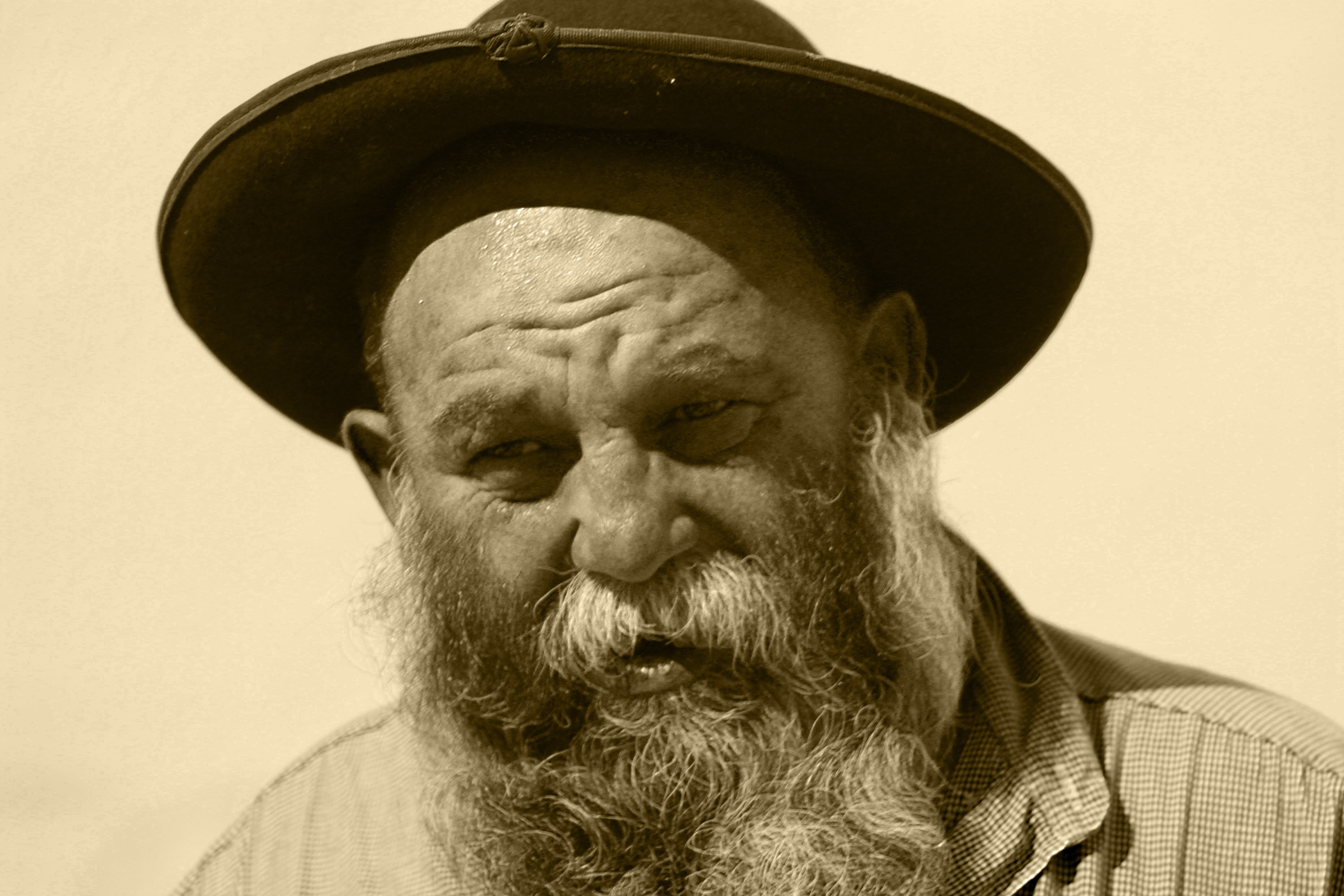 beard, facial expression, portrait, face, headshot, mustache, cowboy, human body part, black and white, indoors, wild west, hat, respect, human face, facial hair, HD Wallpaper