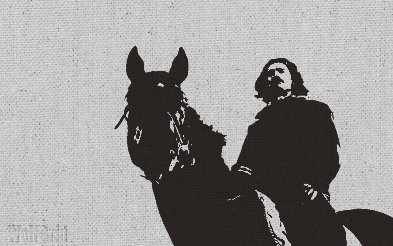 horseman, horse, 720P, monochrome, HD Wallpaper