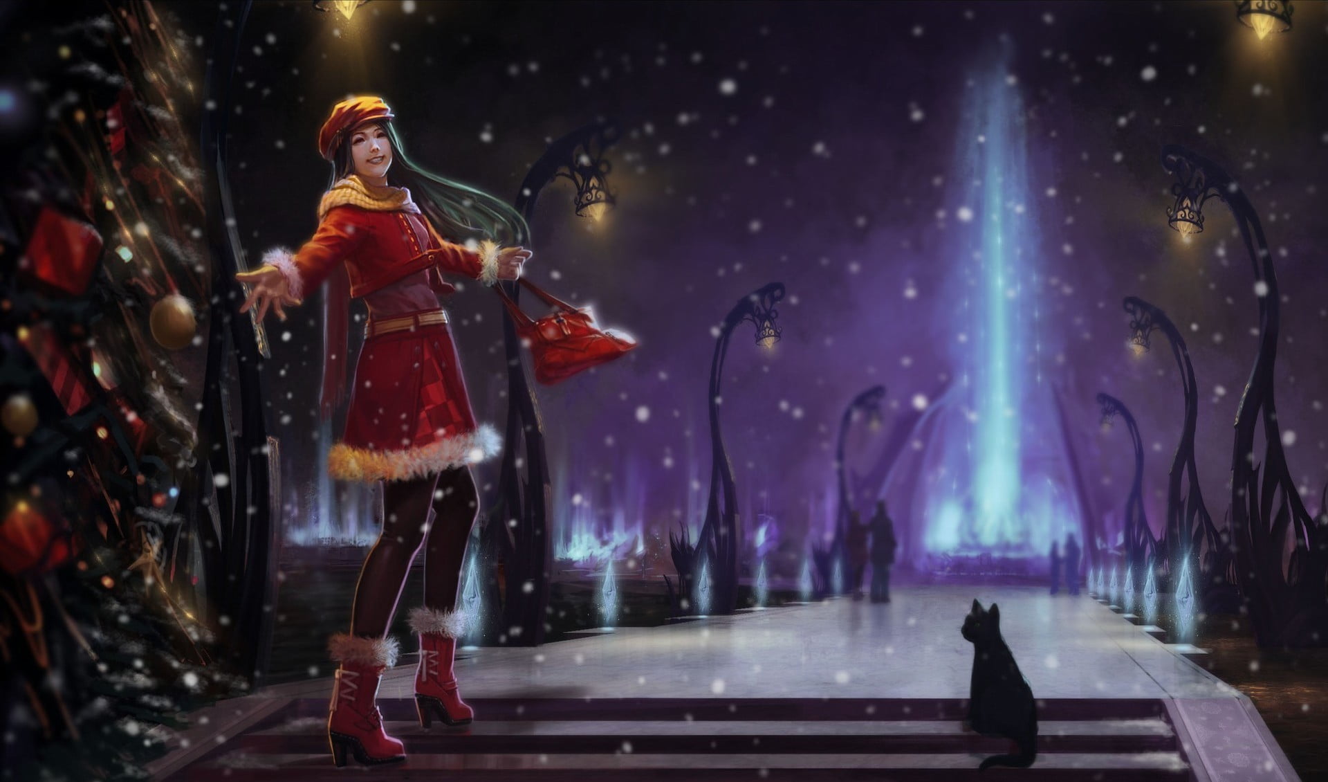 dancing, illuminated, one Person, 1080P, wearing, top, event, digital, music, dark, sleeved, anime, art, celebration, females, digital composite, night, HD Wallpaper