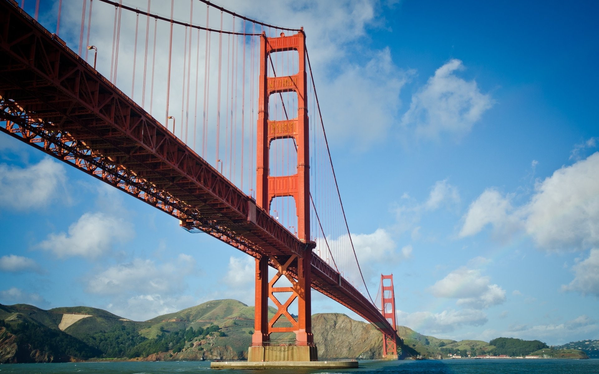 Blue, Bridge, Golden Gate, Landmark, Rainbow, Bridges, Faint, Sky, Bay, 1080P, Cloud, HD Wallpaper
