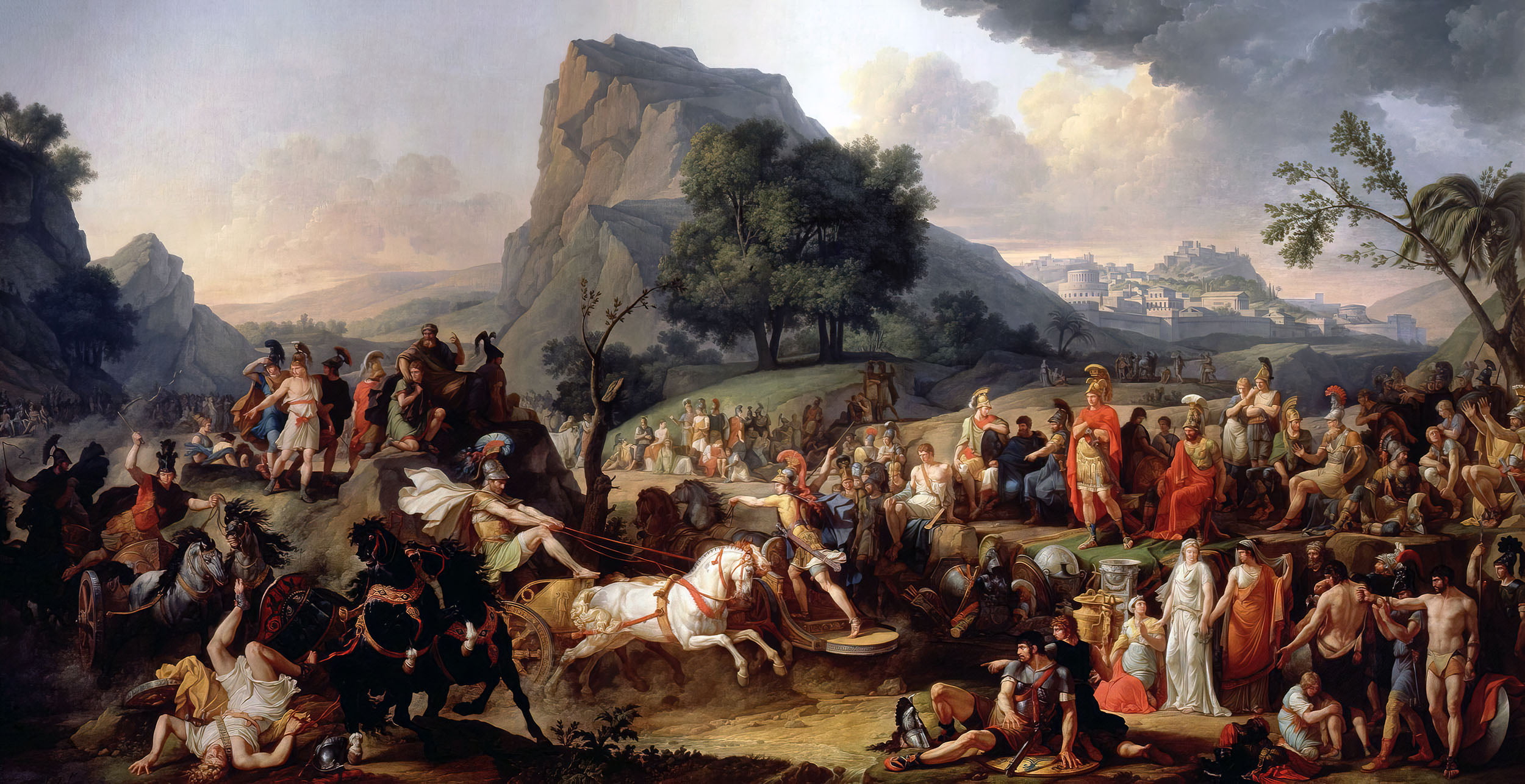 painting, Games in honor of Patroclus during his funeral, Patroclus, Achilles, Greek mythology, Carle Vernet, classic art, 1080P, HD Wallpaper