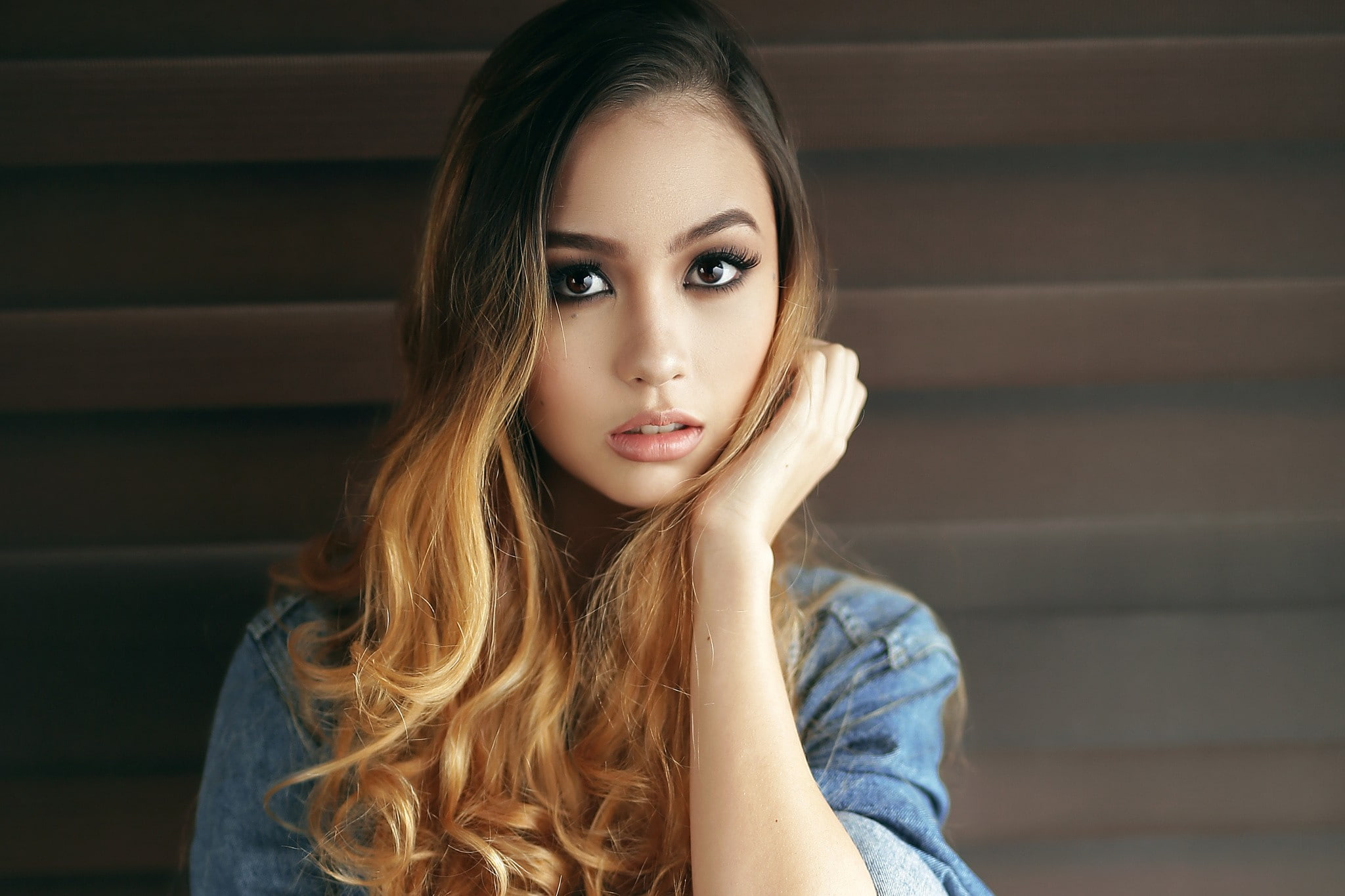portrait, Angela Evans, women, 1080P, dyed hair, face, HD Wallpaper