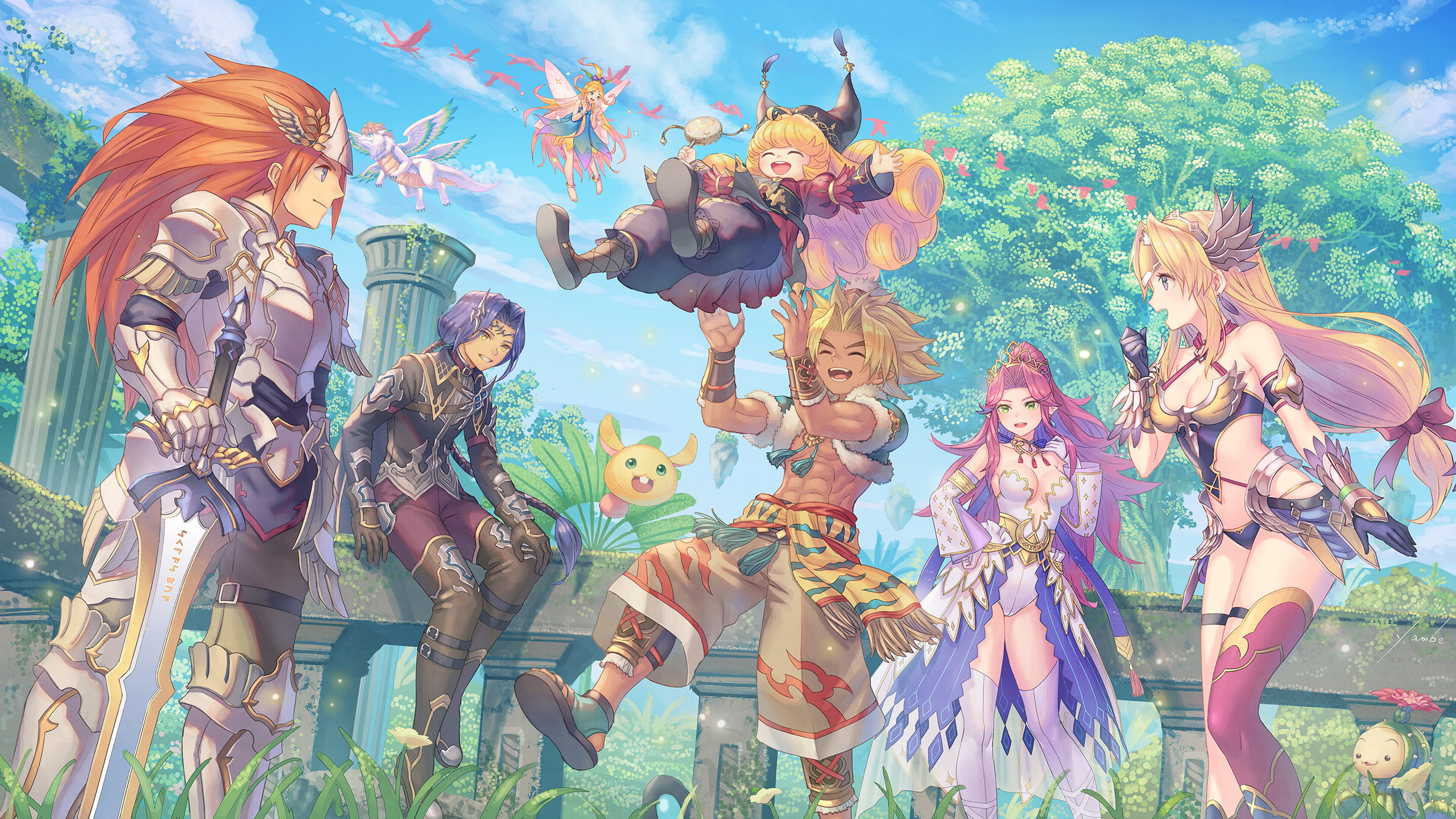 artwork, 2K, Kevin (Trials of Mana), Trials of Mana, Angela (Trials of Mana), Charlotte (Trials of Mana), Duran (Trials of Mana), Hawkeye (Trials of Mana), HD Wallpaper