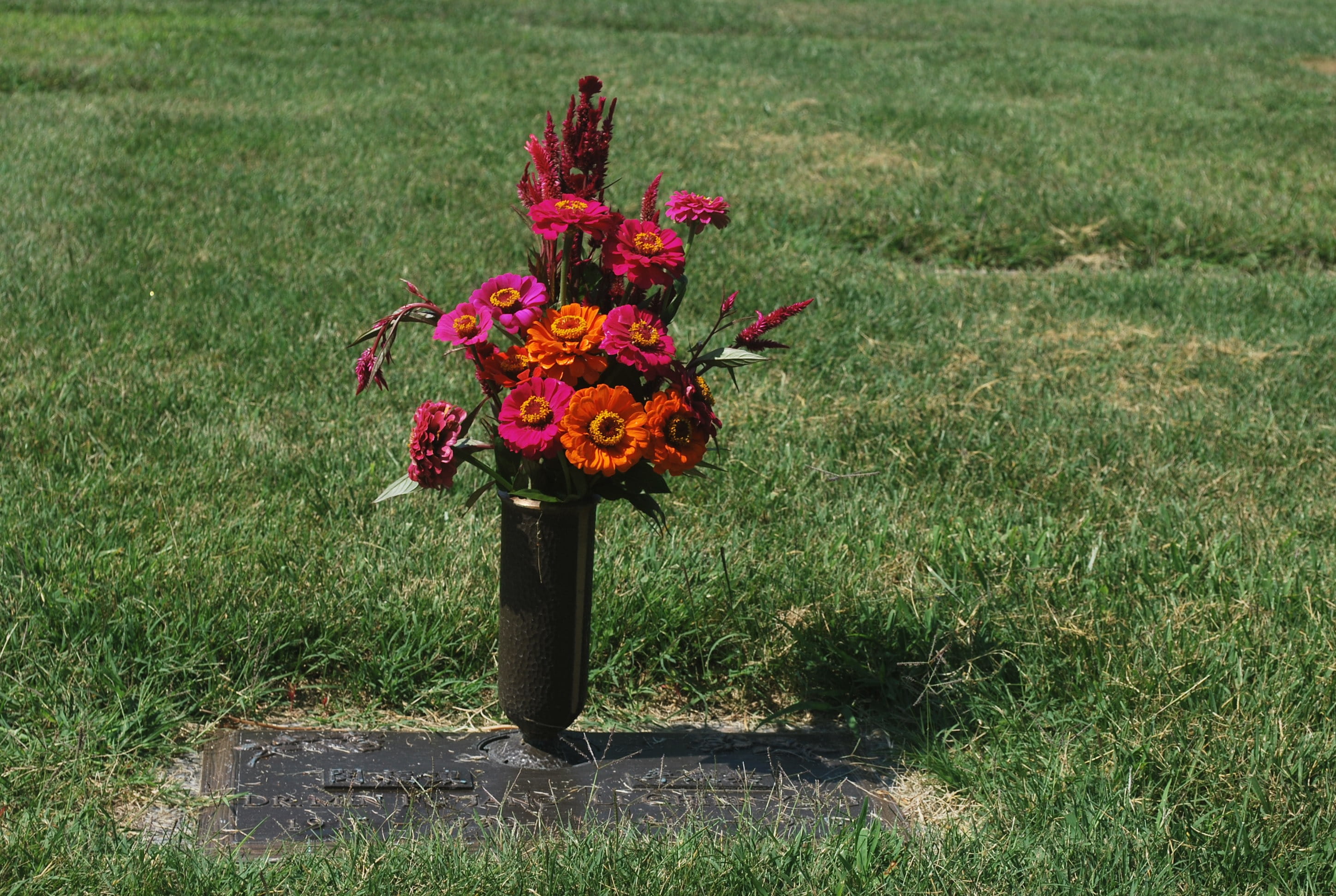 tombstone, flowers, fragility, nature, mortuary, grass, religion, ceremonial, tomb, buried, memories, Grave, land, field, mourn, sorrow, vulnerability, HD Wallpaper