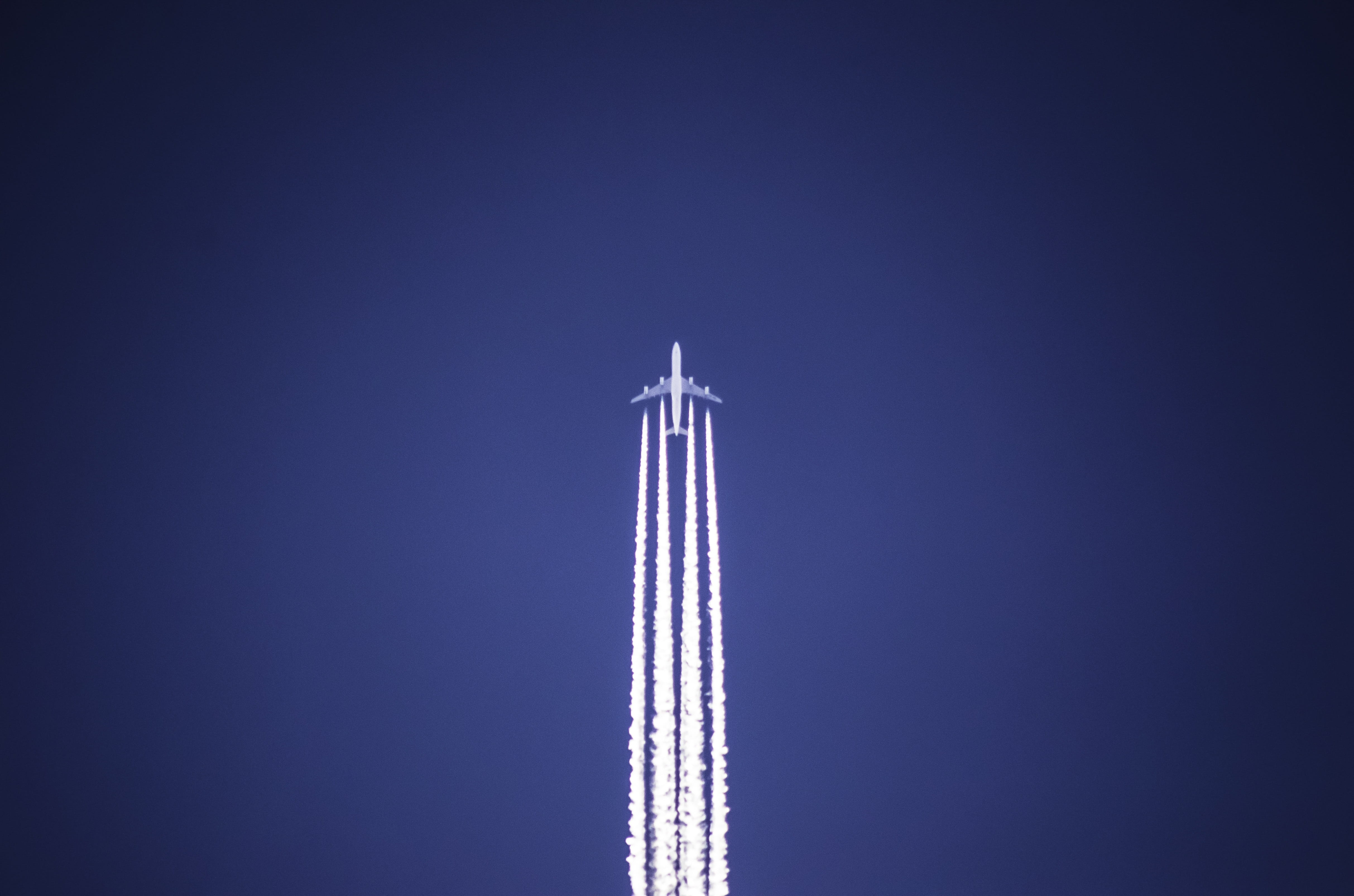 airfare, flying, aerobatics, the plane, transportation, cloud - sky, no people, vapor trail, mode of transportation, cloudless sky, copy space, smoke - physical structure, HD Wallpaper