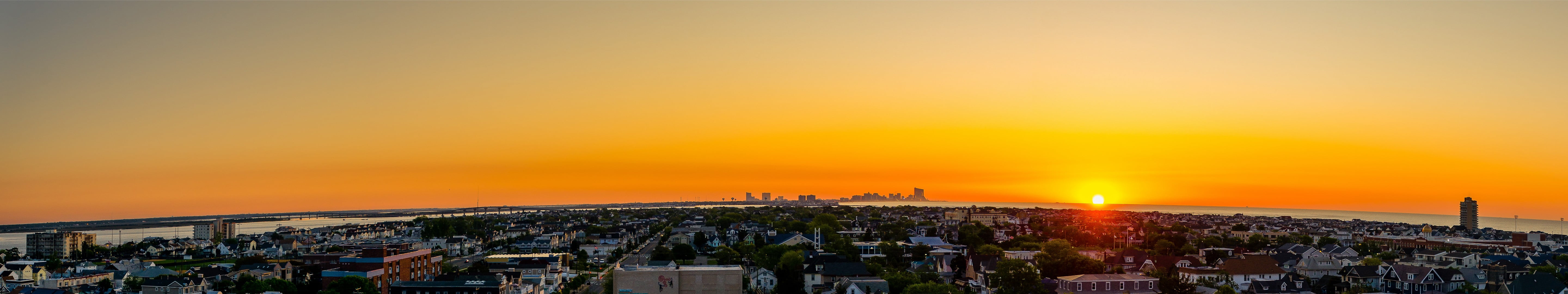 urban skyline, cityscape, Sun, nature, water, orange color, residential district, built structure, crowd, building, Atlantic City, photography, dusk, sunset, HD Wallpaper