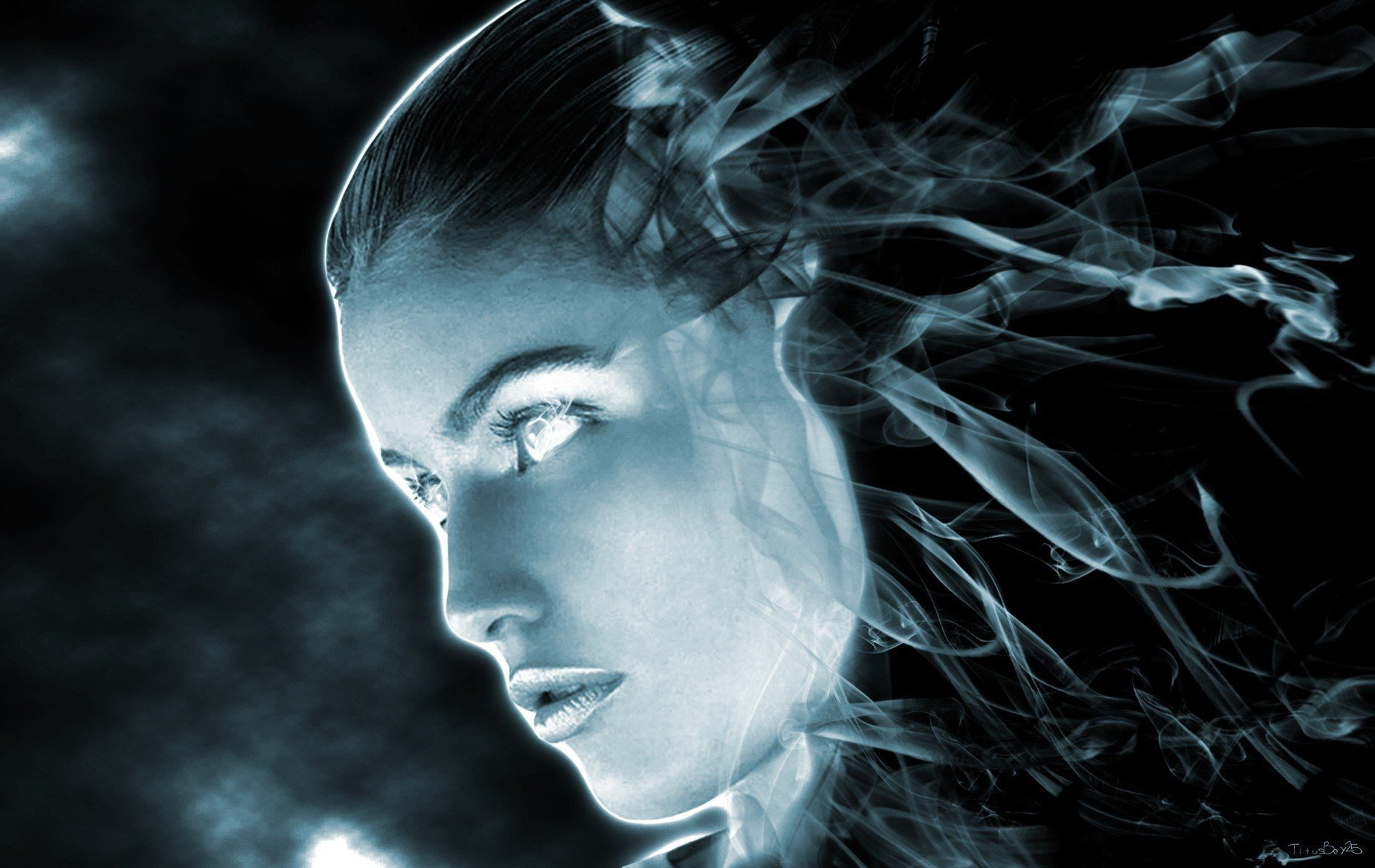 woman, Women, grayscale, digital, Girl, Face, Ghost, 720P, Fantasy, Ghostly Girl, HD Wallpaper