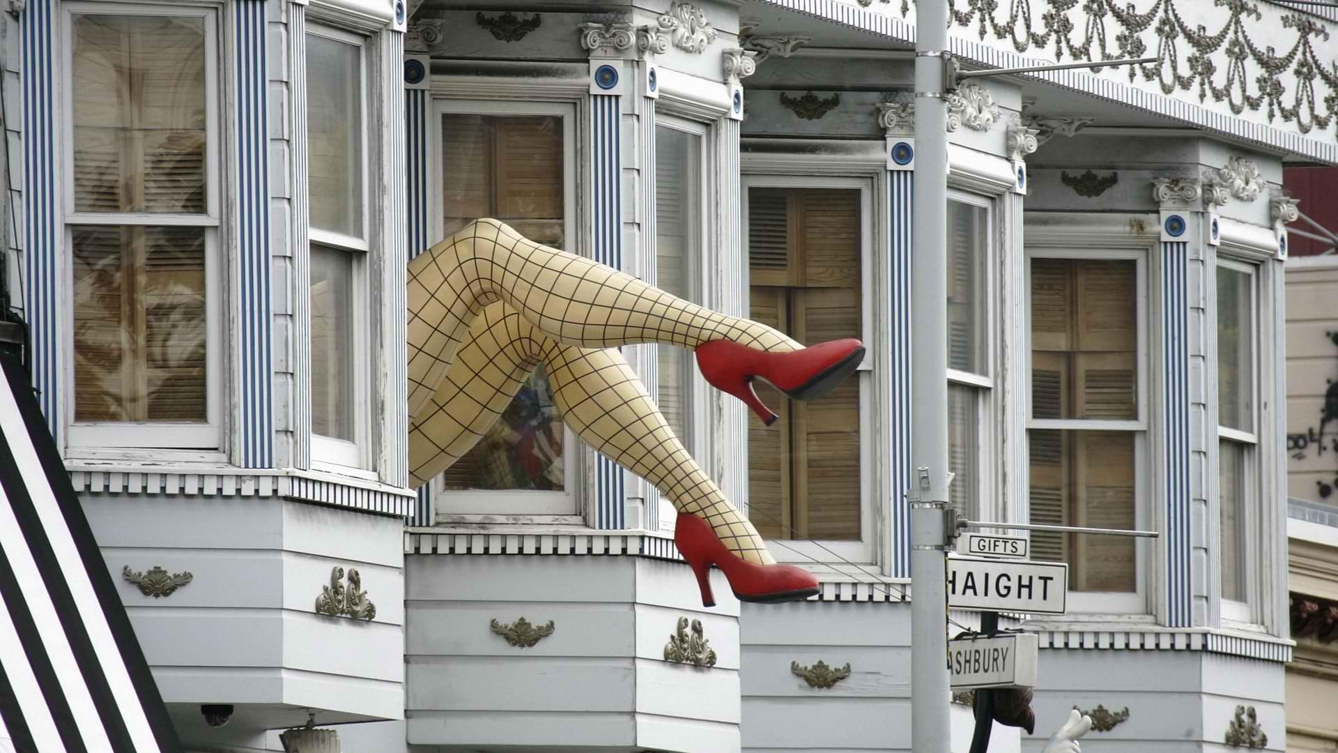 funny, travel, 1080P, legs, humor, heels, fishnets, stockings, 3d and abstract, pumps, photography, HD Wallpaper