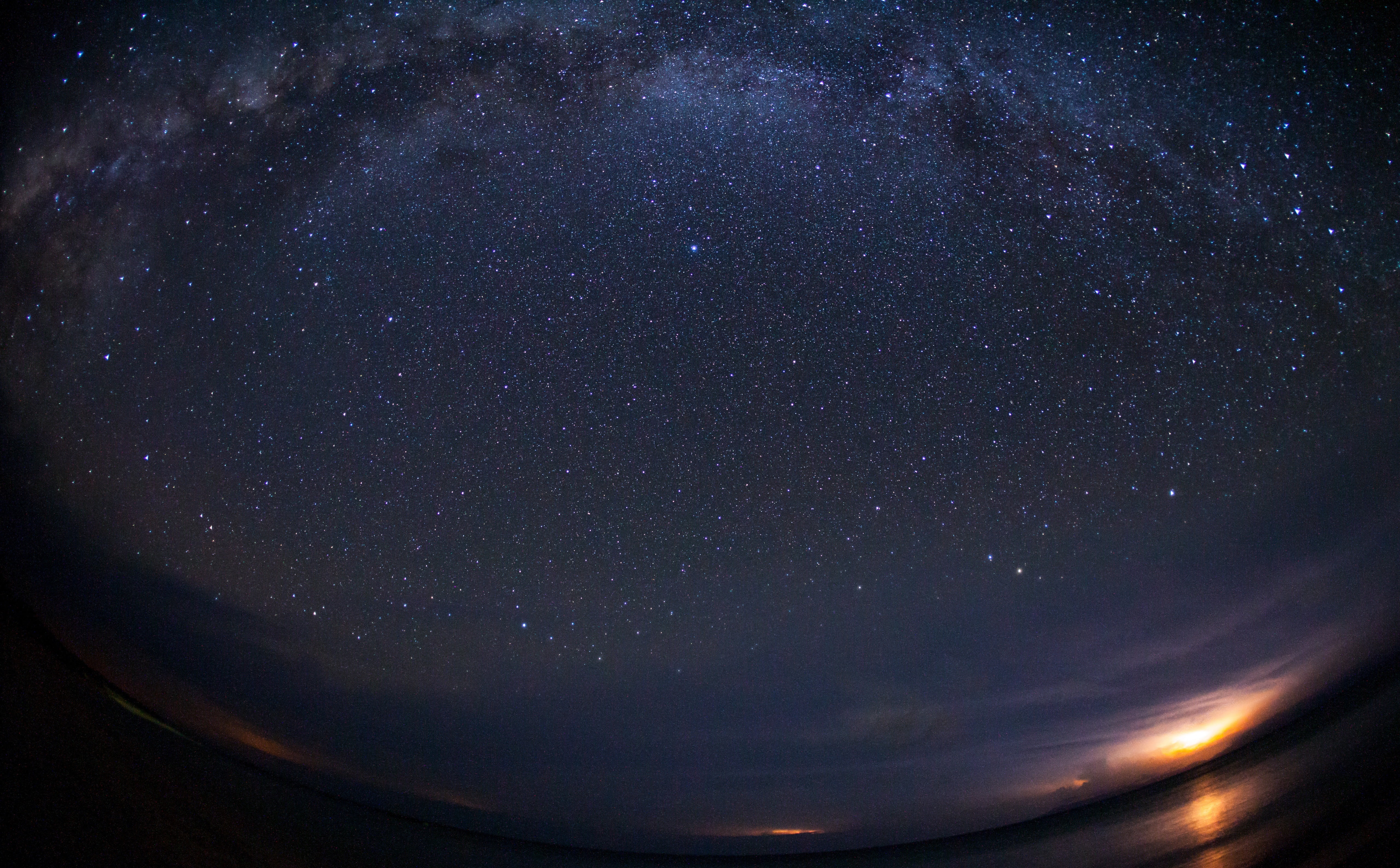 hateruma, tranquil scene, Wave, Coral, idyllic, Japan, astronomy, scenics - nature, 5K, Black, milky way, low angle view, majestic, milky, star field, HD Wallpaper