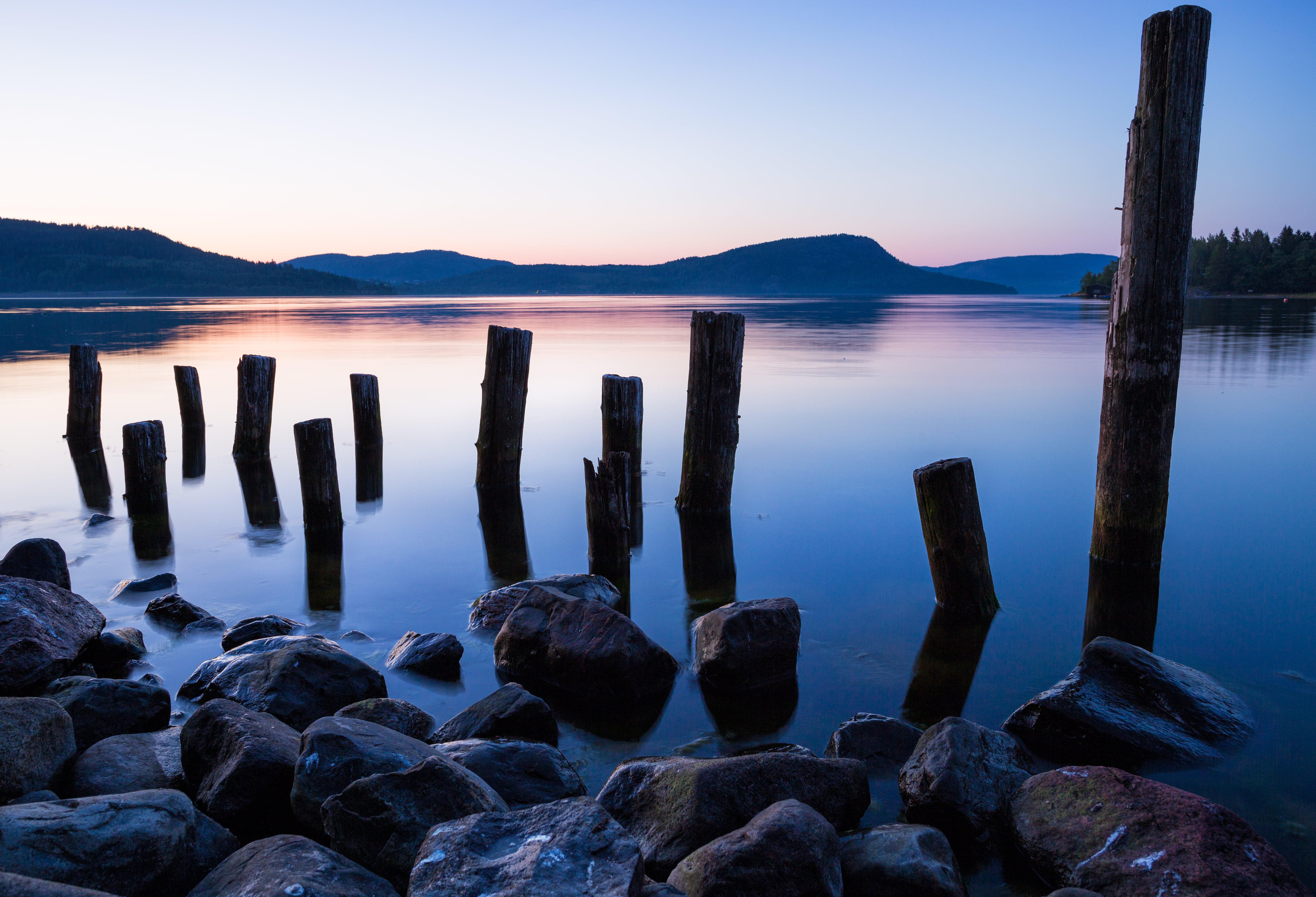 stones, landscape, sky, mm, water, Canon EF, herrgård, 5K, USM, F/1.4, Västernorrlands län, gray, lake, Ångermanland, sunset, Canon EOS 5D Mark III, nighttime, HD Wallpaper