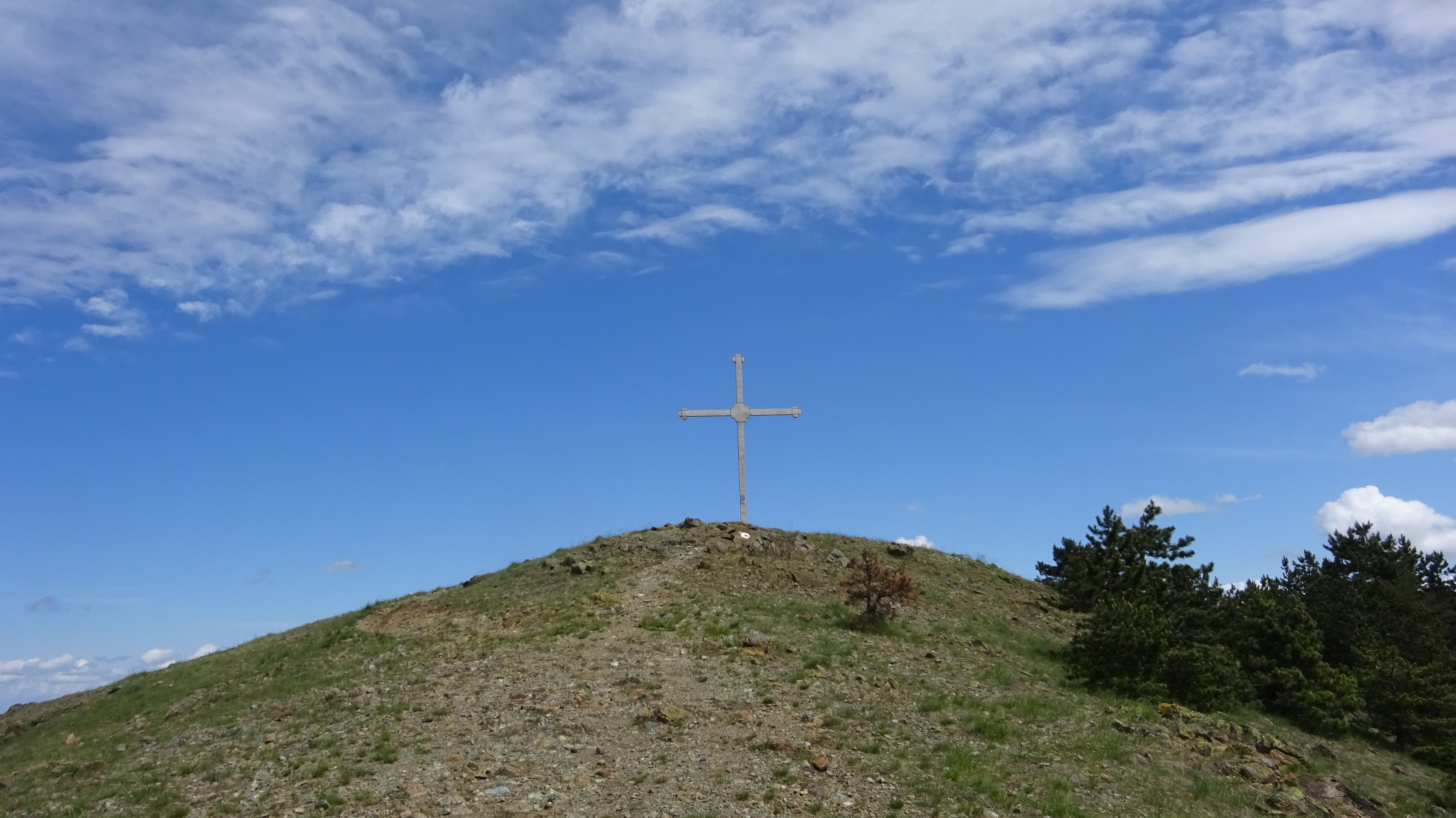 religion, symbol, mountains, 4K, tranquility, summit, clouds, belief, built structure, crucifix, day, outdoors, jesus Christ, christianity, low angle view, HD Wallpaper
