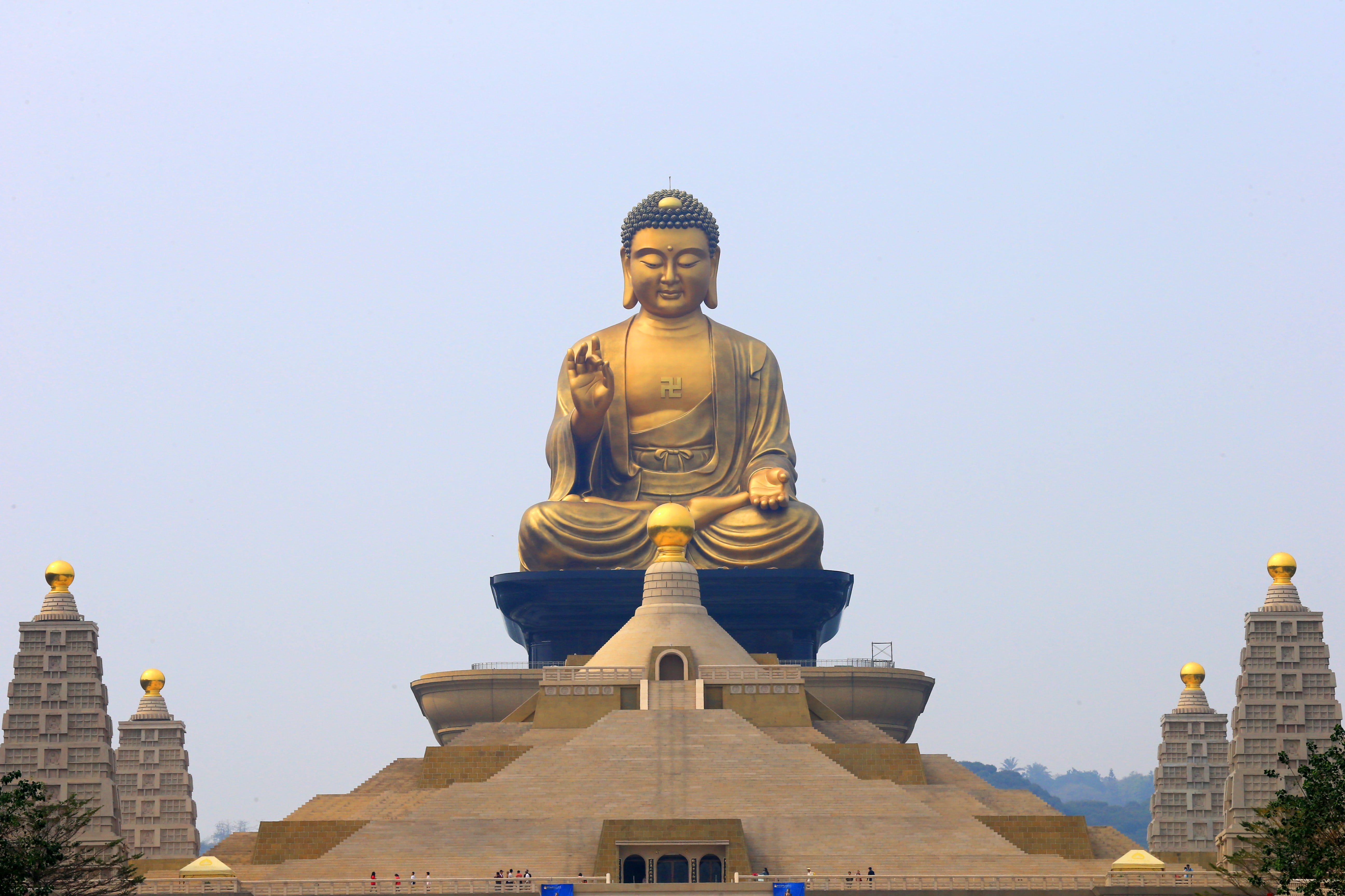 male likeness, posture, no people, human representation, buddha, belief, nature, statue, sculpture, gautama, travel destinations, taiwan, outdoors, clear sky, HD Wallpaper