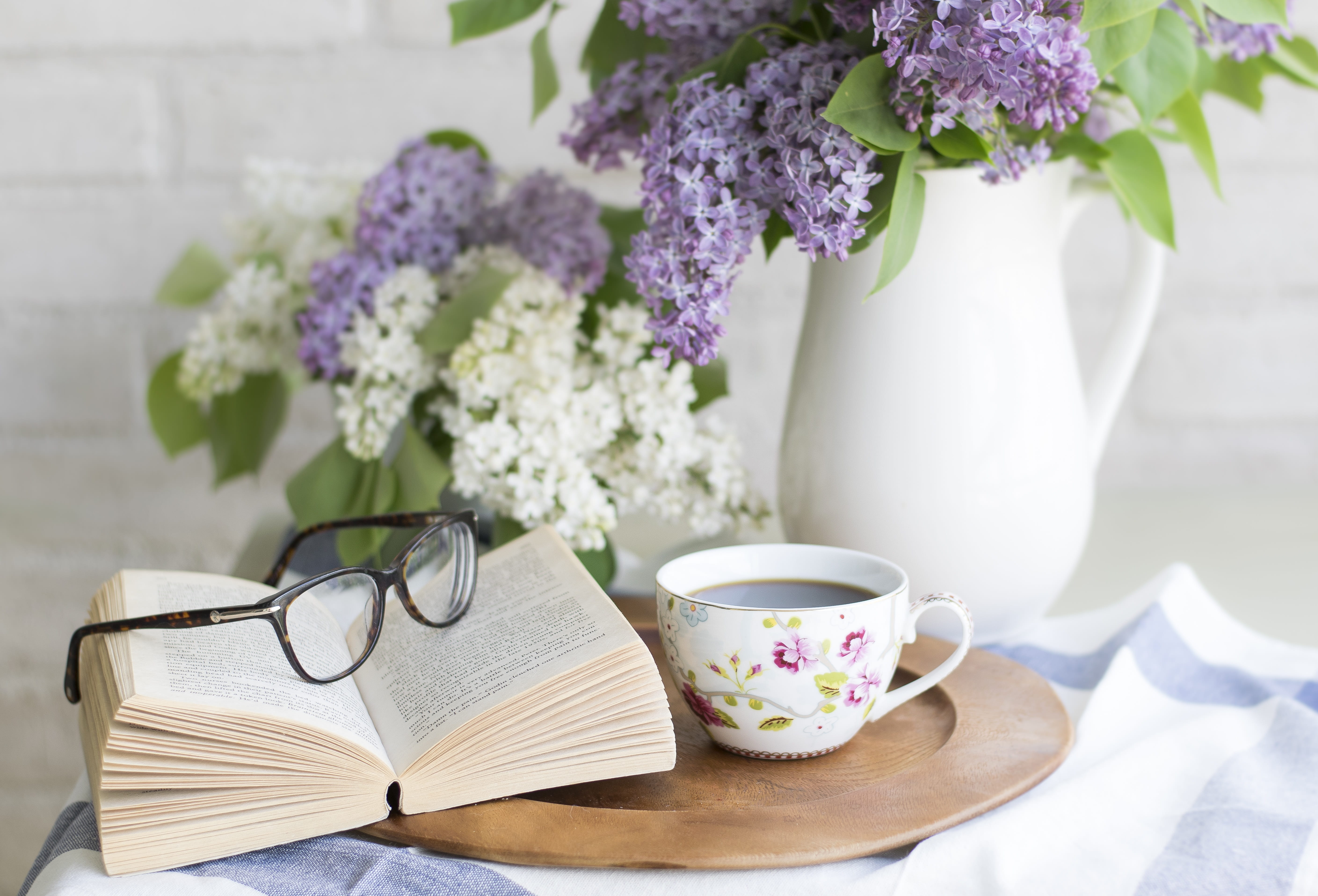 close-up, open book, home, shabby, chic, still life, flower, coffee, book, freshness, flowers, drink, nature, purple, cup, vintage, open, table, indoors, HD Wallpaper
