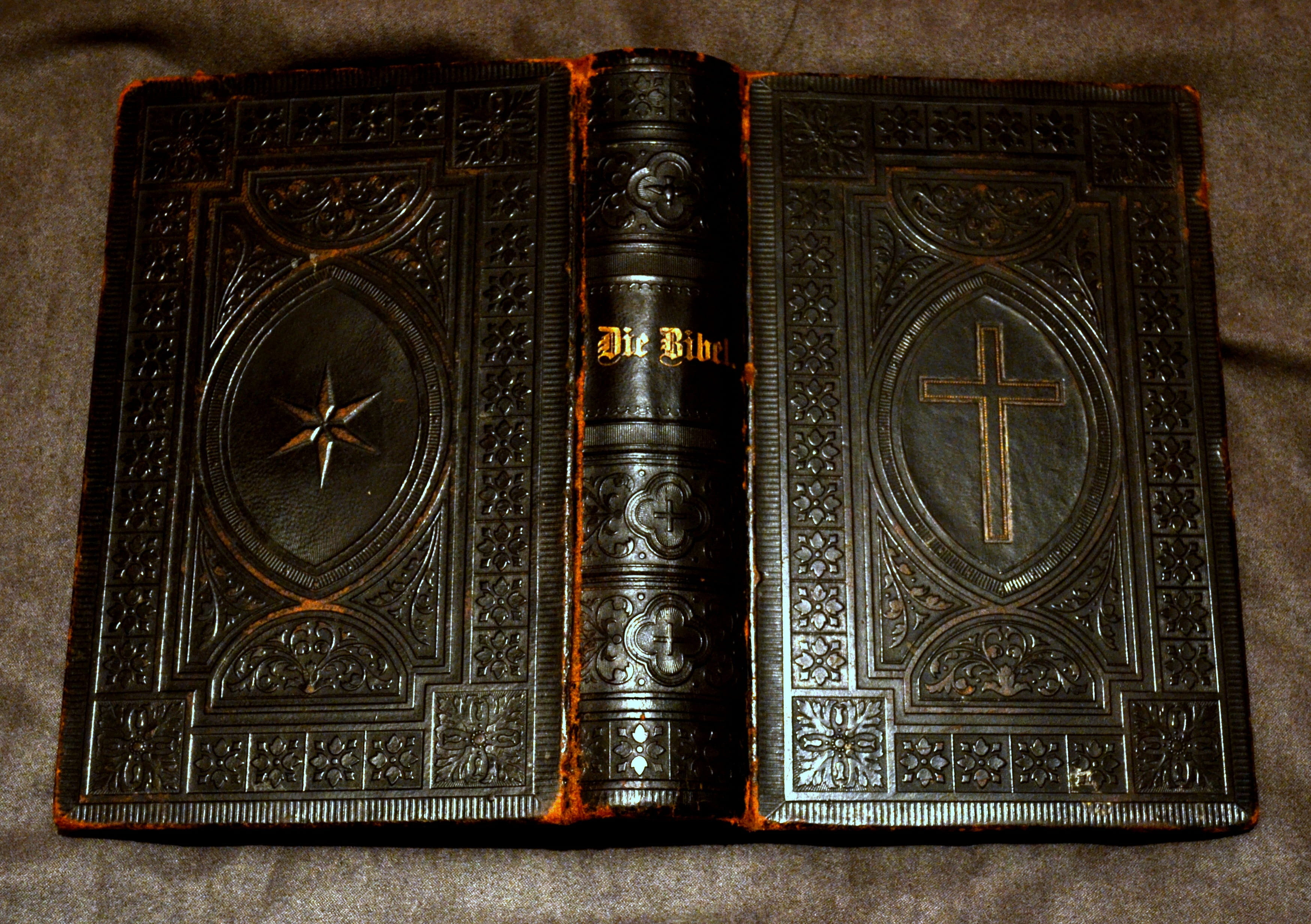 Bible, 2K, faith, spirituality, Holy Scripture, belief, history, indoors, close-up, gods words, place of worship, antiquarian, Religion, Book, no people, HD Wallpaper