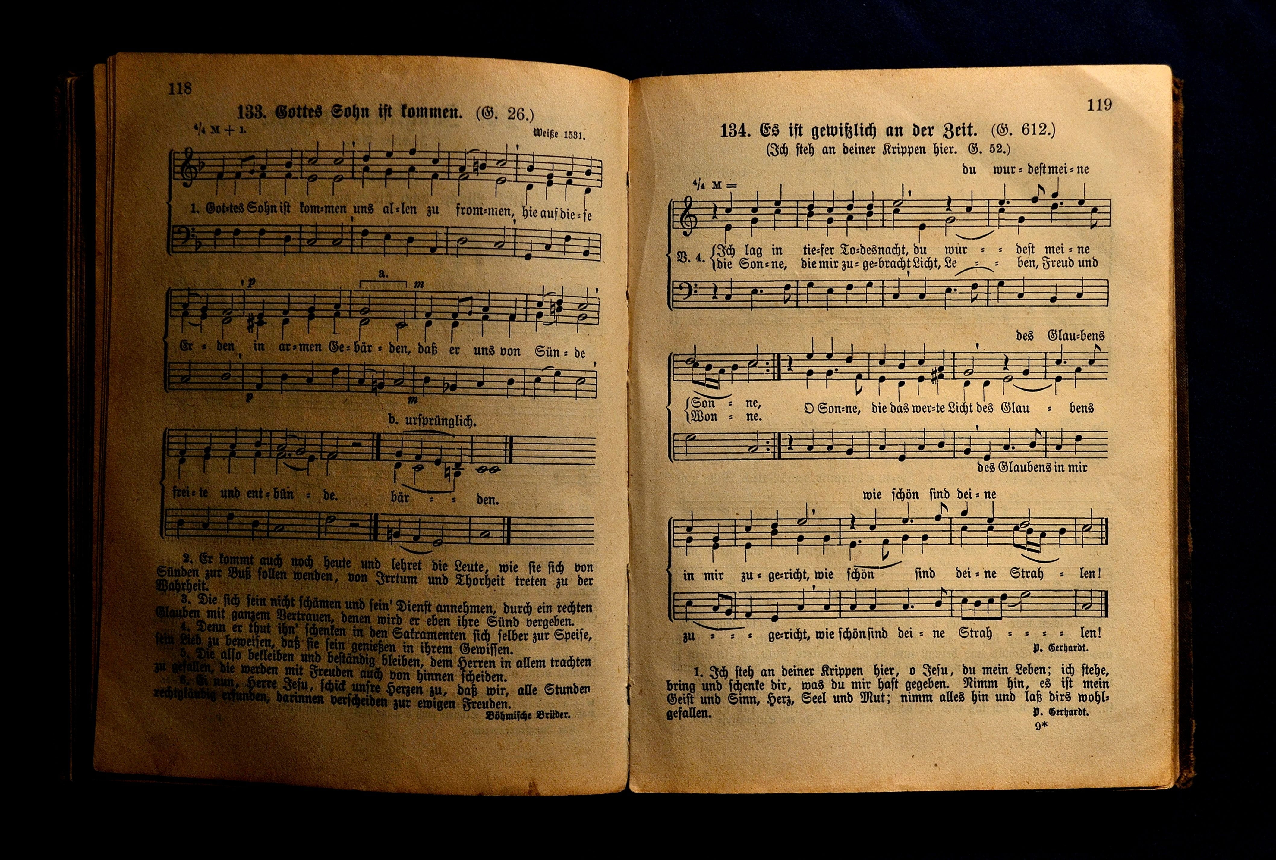 book, open, old-fashioned, black background, arts culture and entertainment, religious Text, sheets, page, high angle view, sing, song book, single object, HD Wallpaper