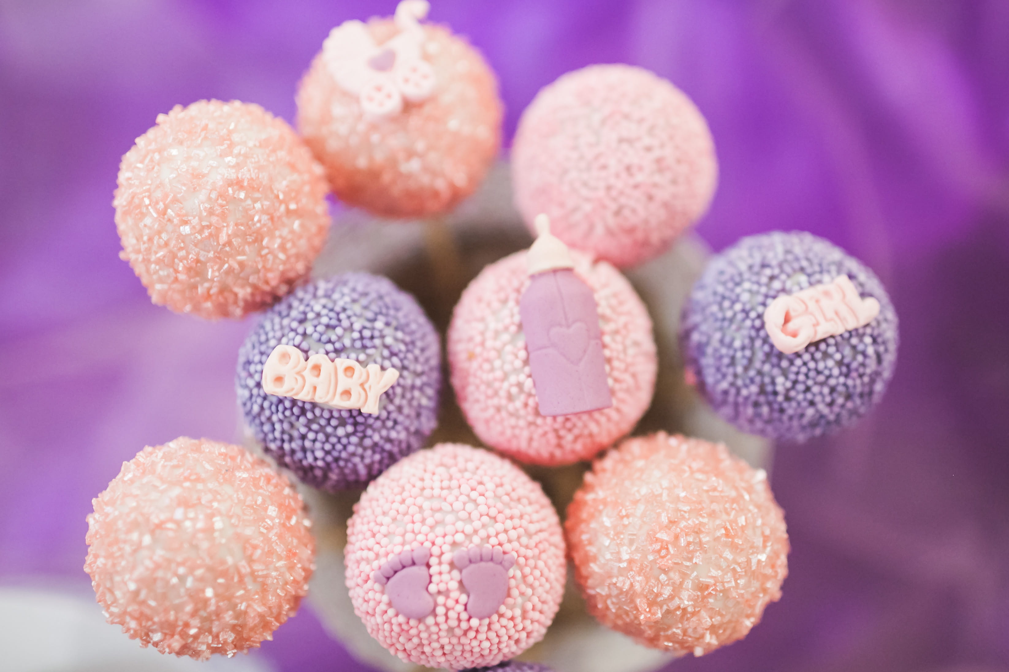 blue background, sugar, pink, temptation, variation, circle, round, food, sweet, sweet food, still life, food and drink, purple, pink color, indoors, 2K, HD Wallpaper