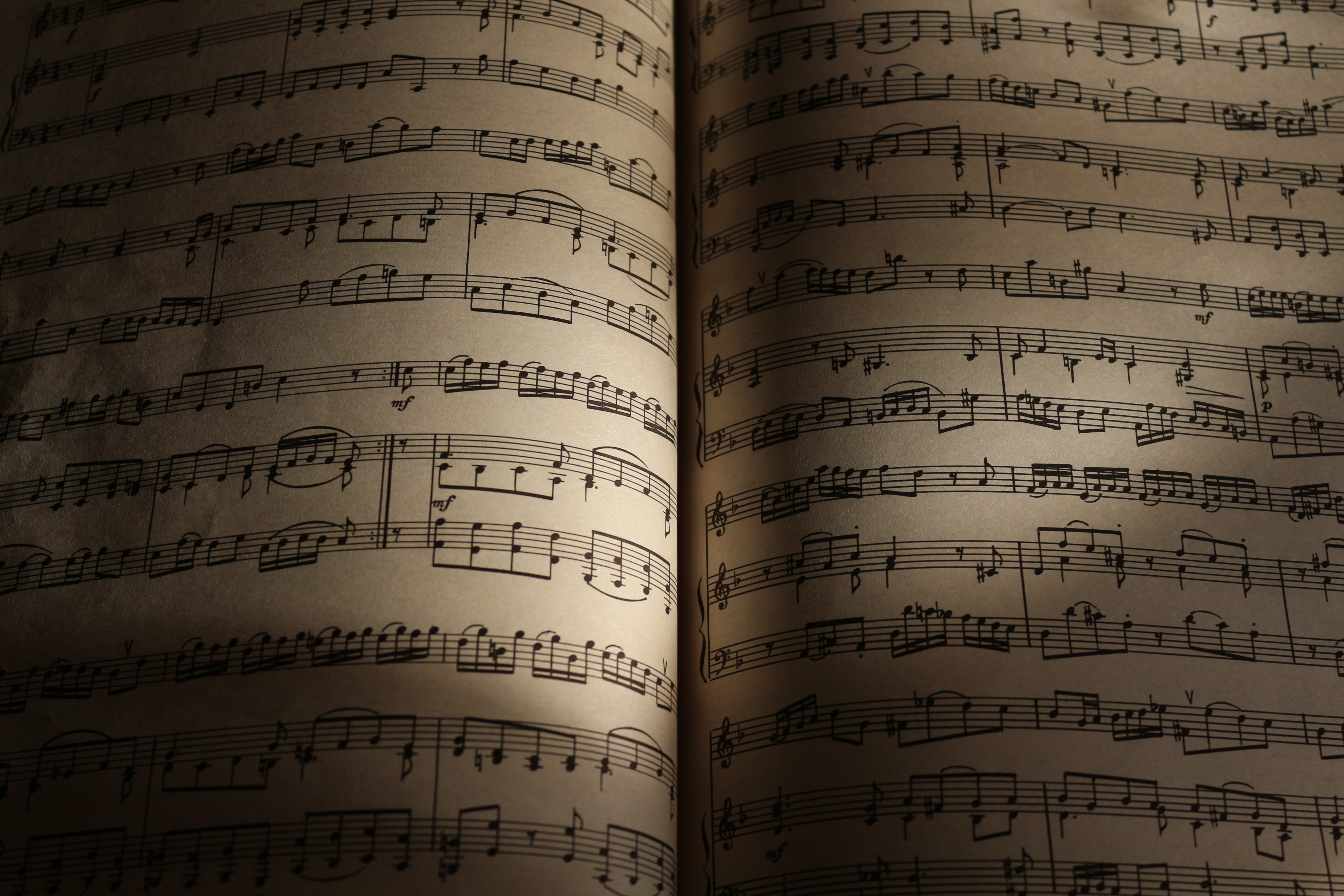 indoors, text, art, musical note, full frame, nicely, september, books, communication, game, open, book, grunge, flute, play, publication, paper, western script, HD Wallpaper
