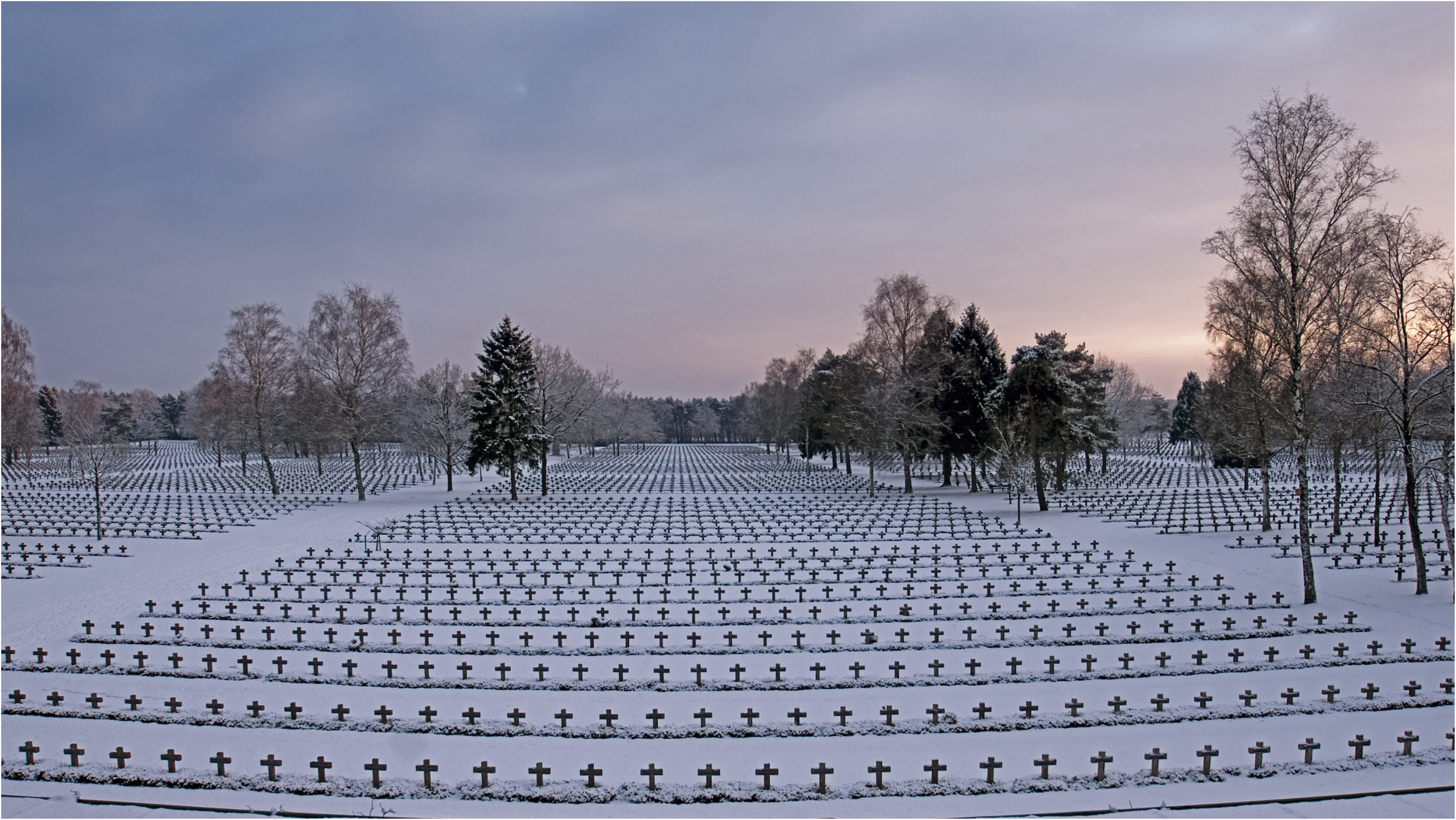 tree, architecture, landscape, repetition, no people, 8K, scenics - nature, soldier, snow, memorial, military, grave, winter, tranquility, cold temperature, HD Wallpaper