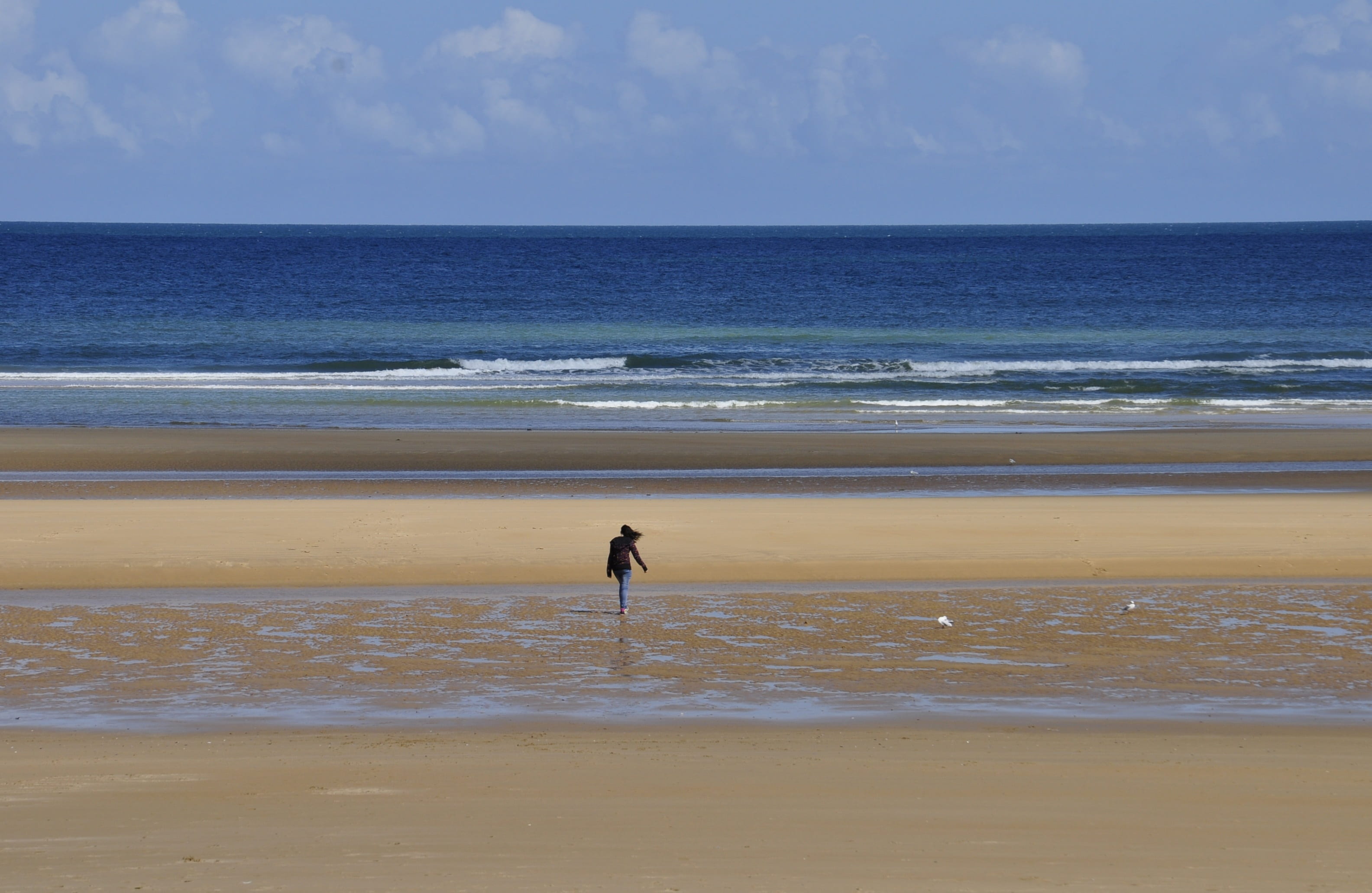nature, normandy, marine landscape, one person, water, leisure activity, sea, holiday, wave, tranquility, omaha beach, horizon over water, landing normandy, HD Wallpaper