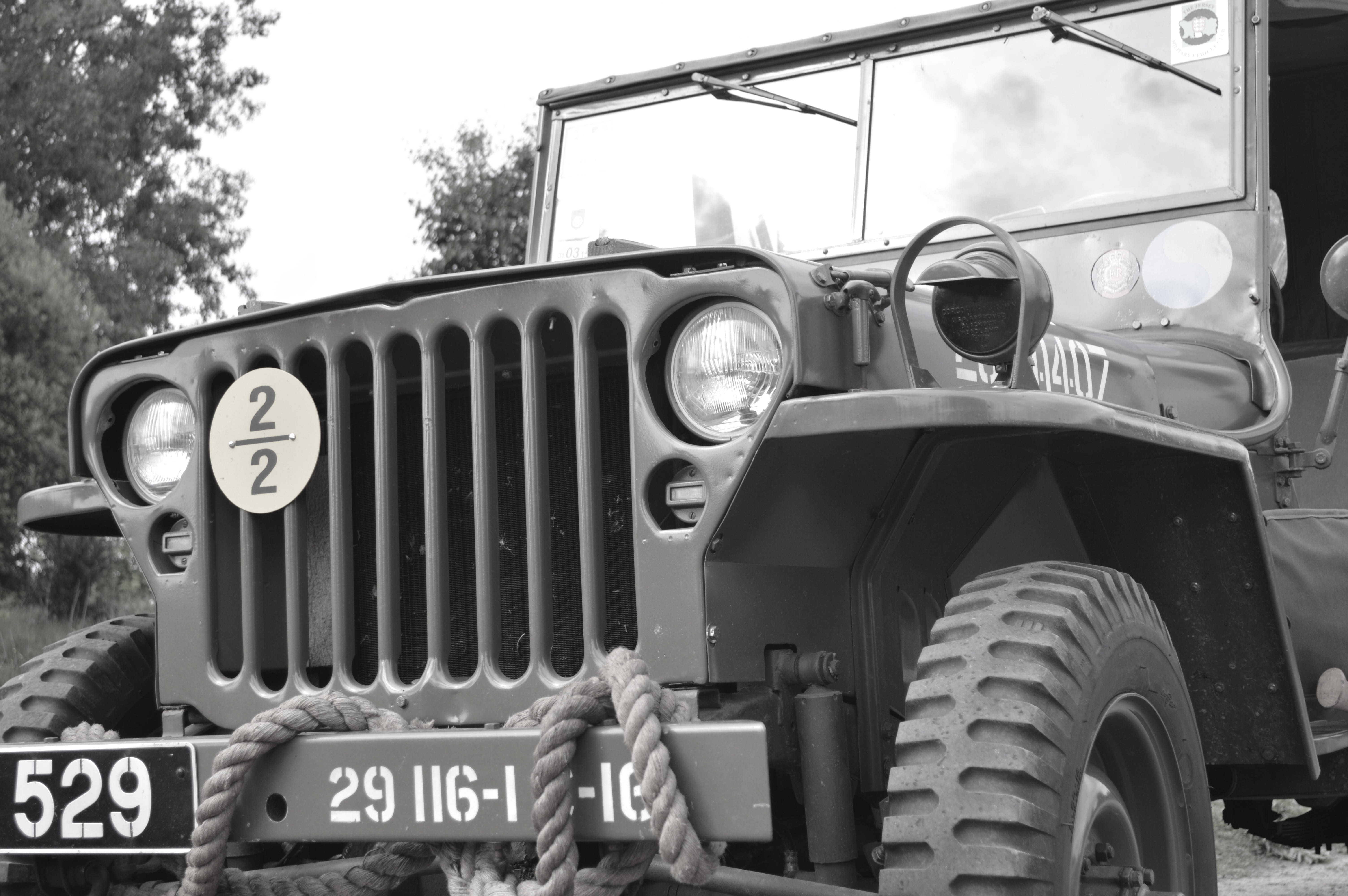 outdoors, jeep, car, communication, mode of transportation, truck, former, 5K, junkyard, american, d day, sky, no people, western script, second world war, HD Wallpaper