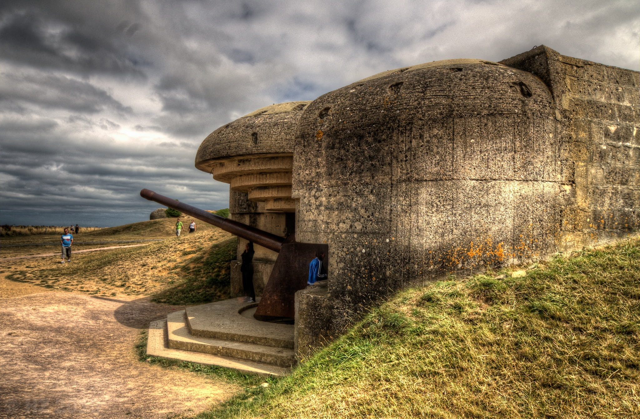 grass, built structure, travel, the Past, defensive work, D-Day, 1080P, history, direction, travel Destinations, architecture And Buildings, land, war, HD Wallpaper