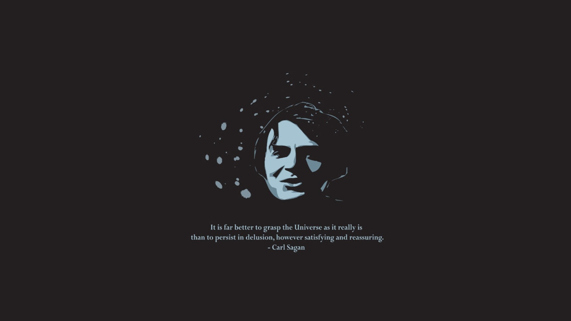 minimalism, copy space, art and craft, people, Carl Sagan, technology, domestic room, black background, text, creativity, 1080P, indoors, close-up, quote, HD Wallpaper
