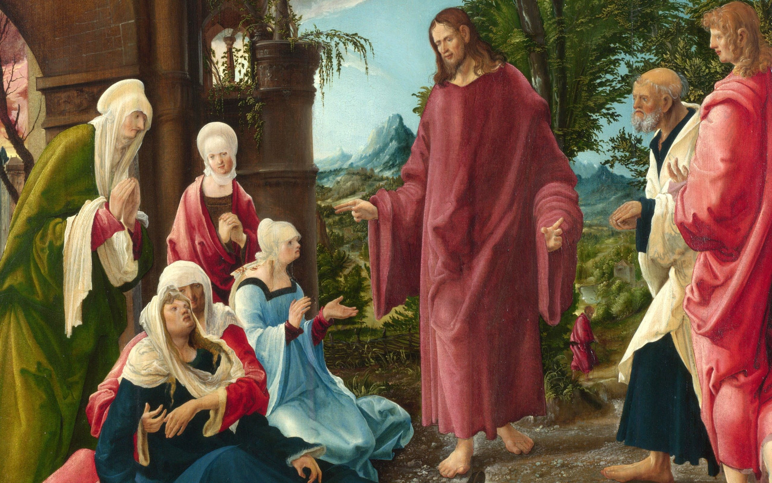 painting, sculpture, Jesus, London, male likeness, 2560x1600 px, adult, representation, girls, real people, artistic, day, classic, leisure activity, human representation, HD Wallpaper