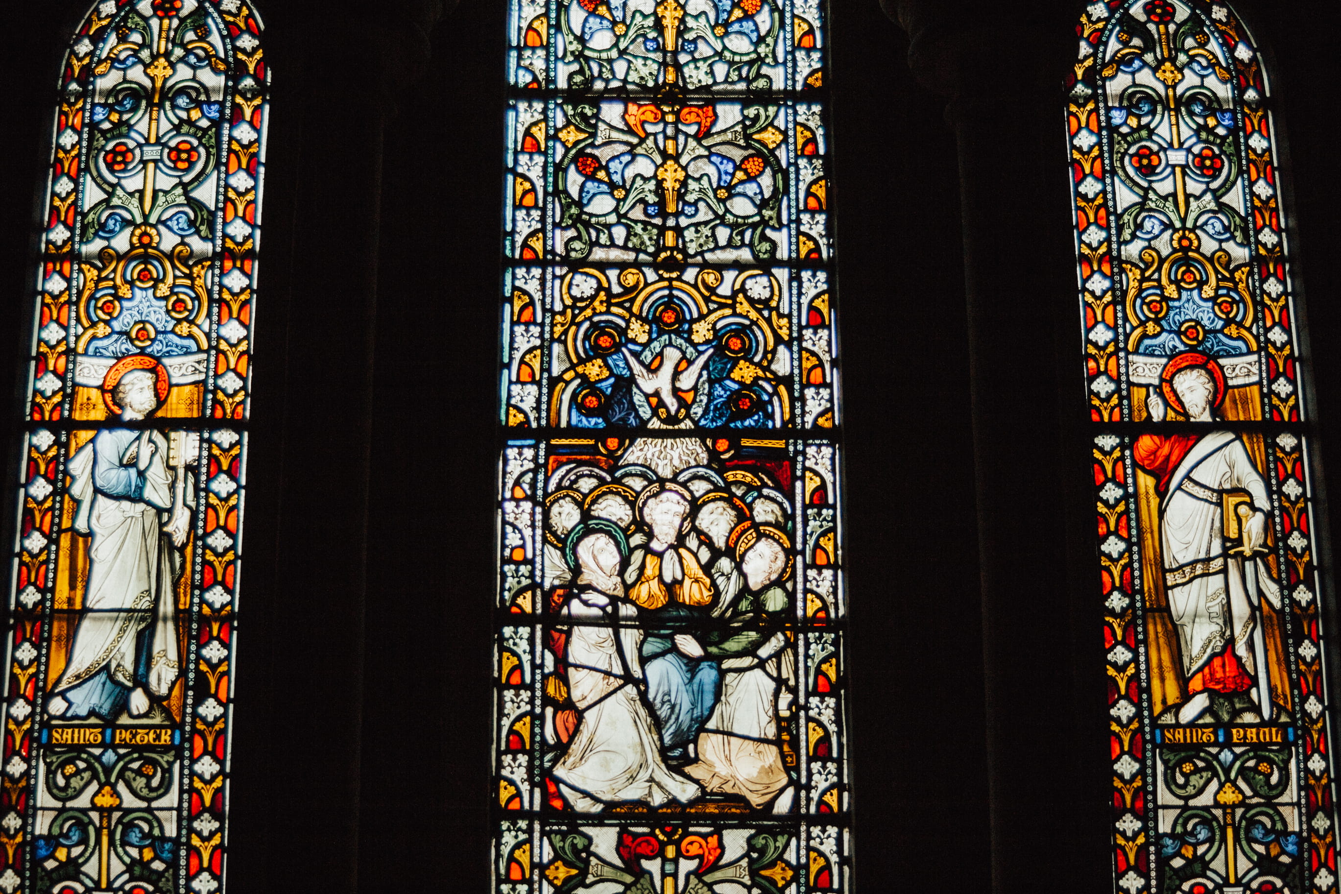 belief, building, floral pattern, 2K, glass, abstract, pattern, love, spirituality, minimalism, stained glass, modern, built structure, church, ornate, HD Wallpaper