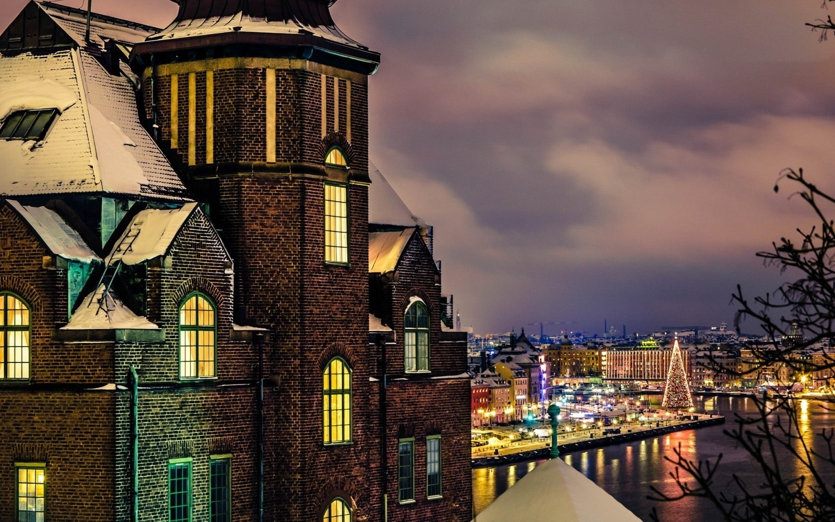 dark, office building exterior, cultures, high, cloud - sky, outdoors, travel, dusk, window, sweden, travel Destinations, nature, cityscape, old, skyscraper, HD Wallpaper